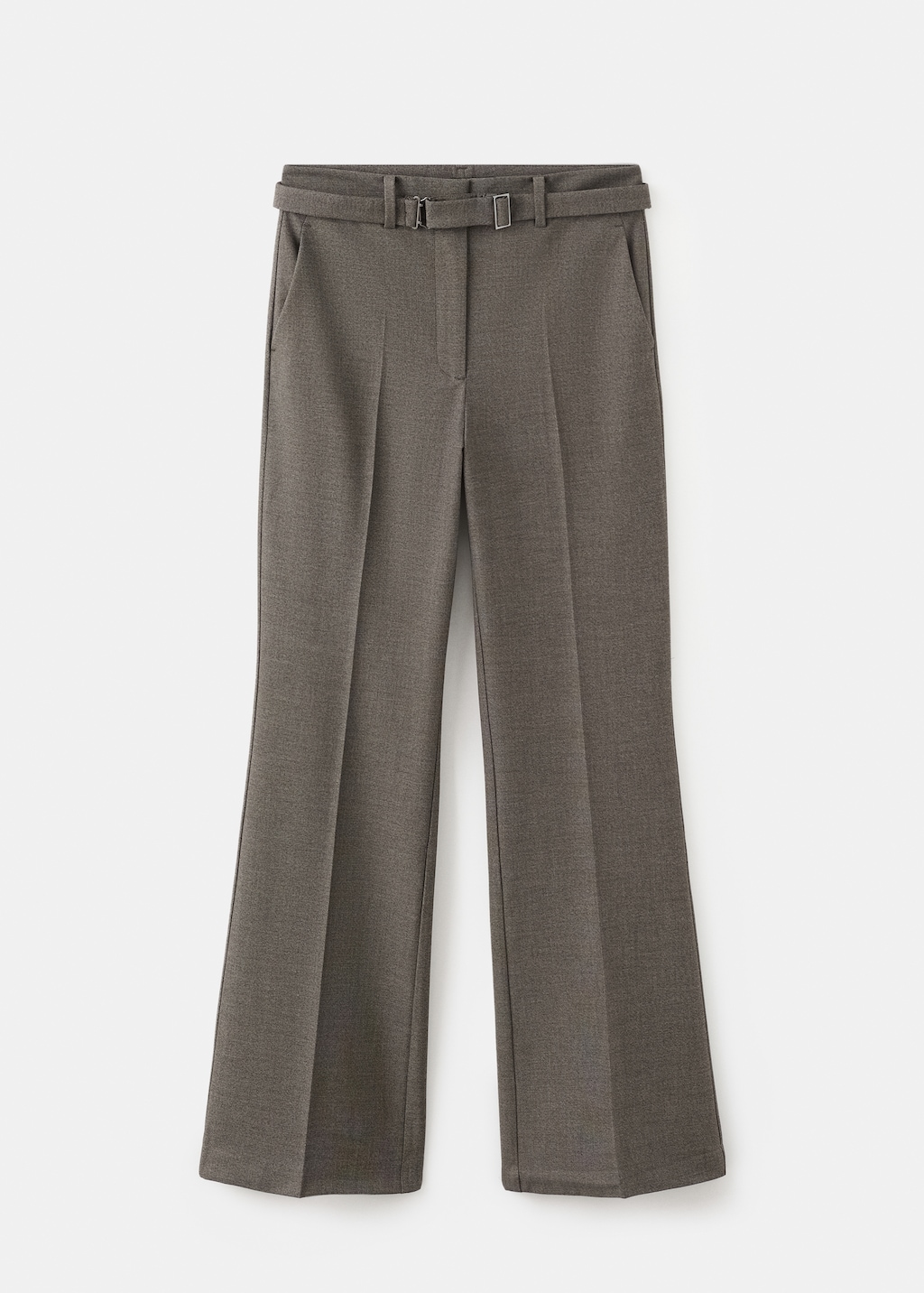 Belt straight-fit pants