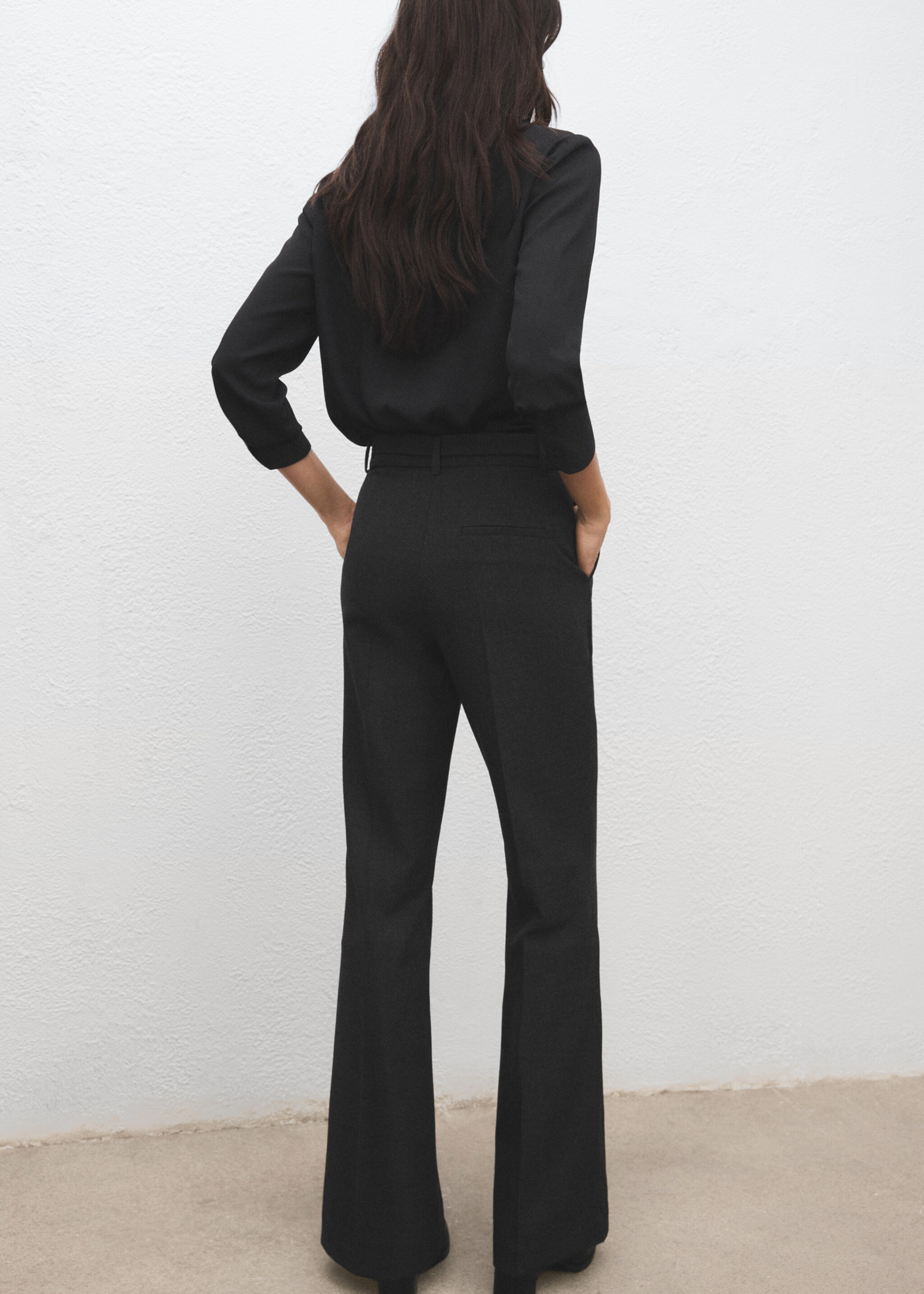 Belt straight-fit trousers - Reverse of the article, Grey. Ref: 27081268-00.