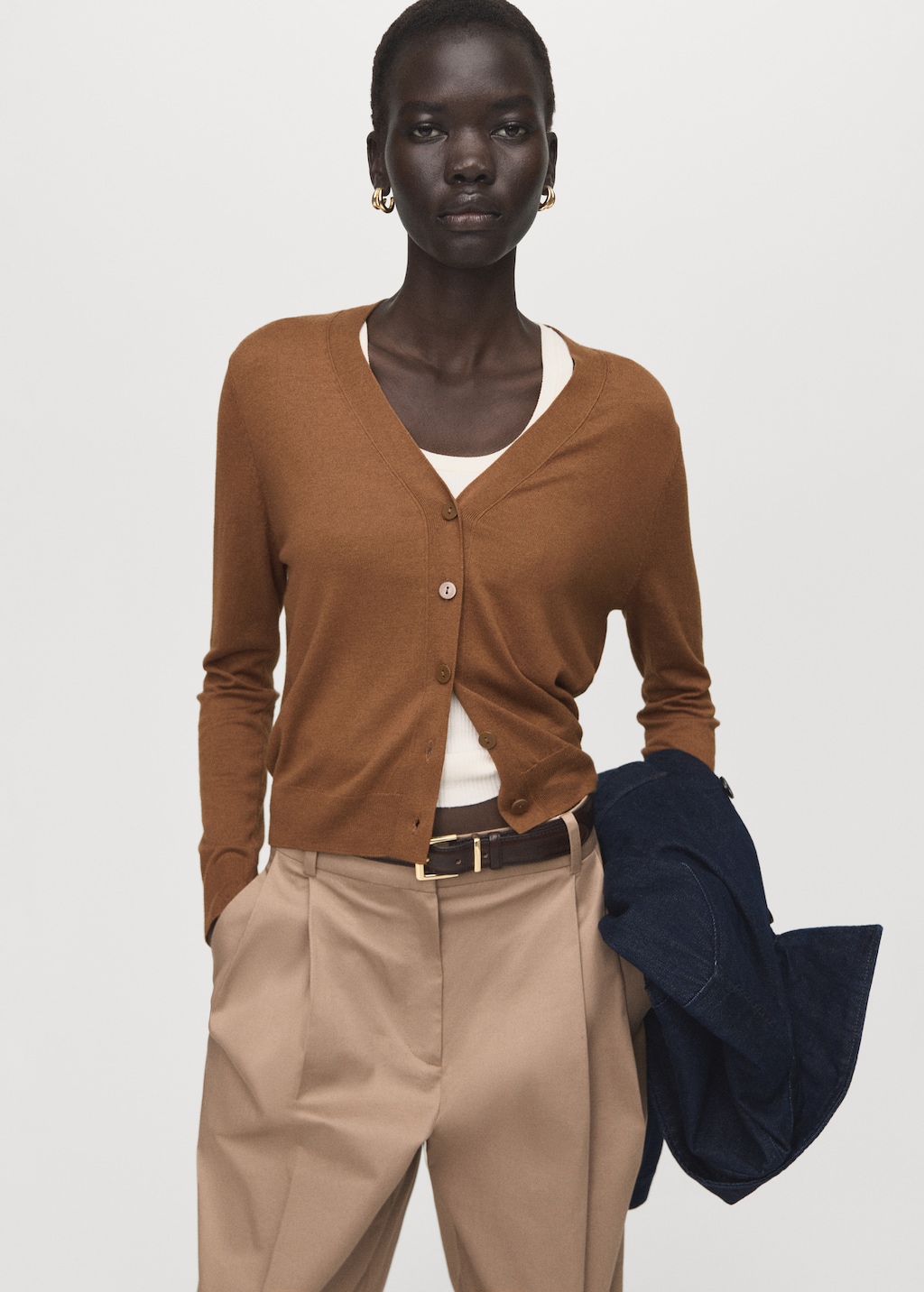 Mango V-neck knitted cardigan