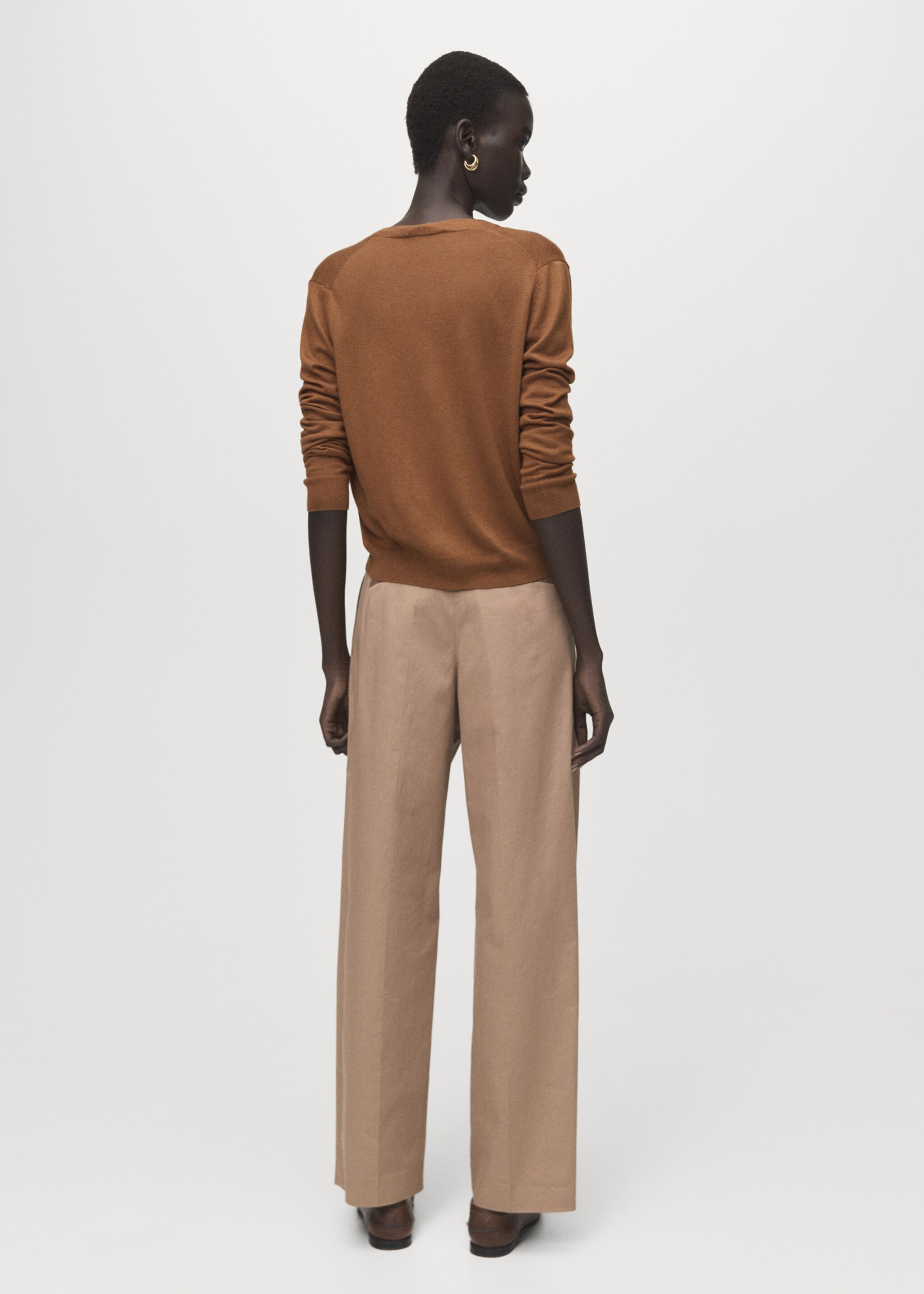 Cardigan maille col V - Verso de l’article, Tabac. Ref: 27081269-00.