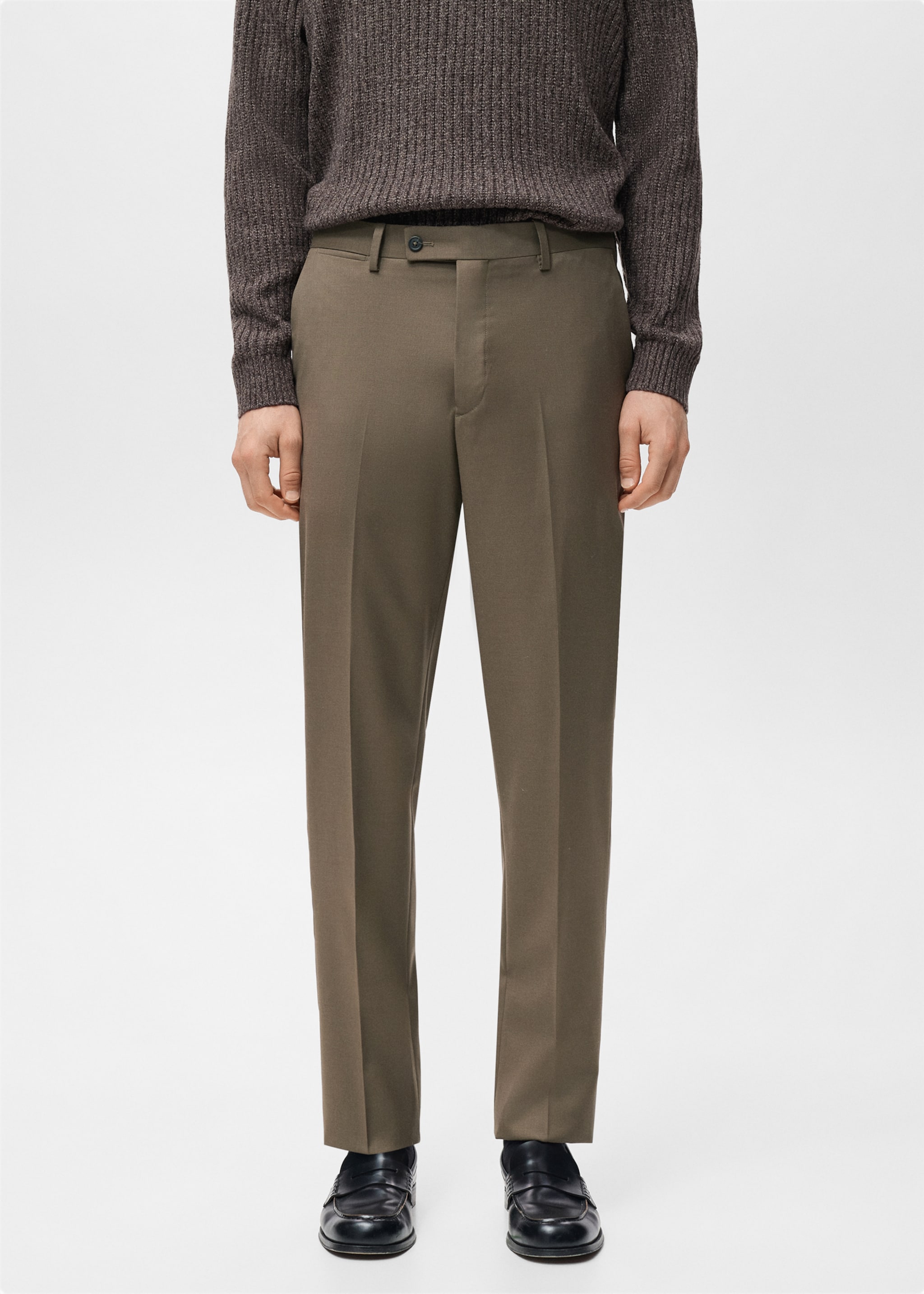 Turin 100% virgin wool suit trousers - Medium plane, Brown. Ref: 27081271-00.