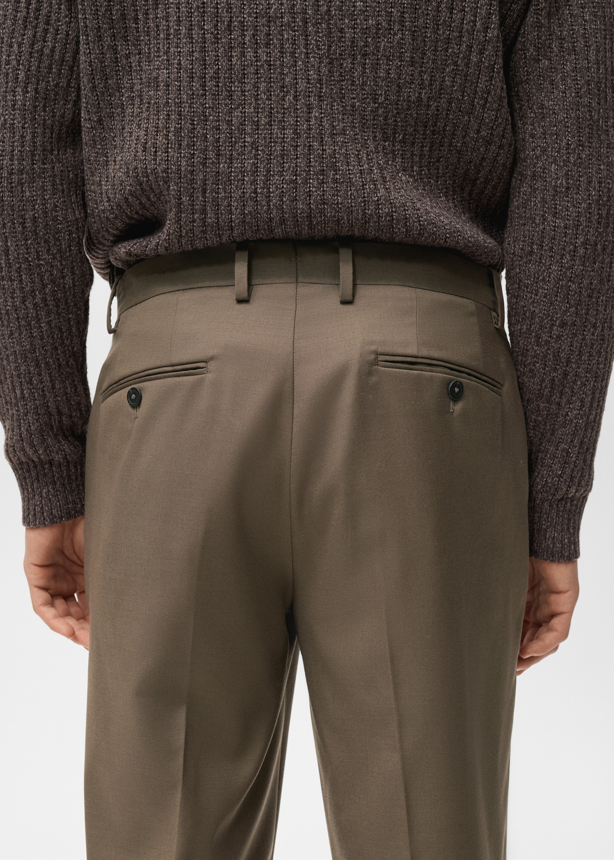 Turin 100% virgin wool suit trousers - Details of the article 6, Brown. Ref: 27081271-00.