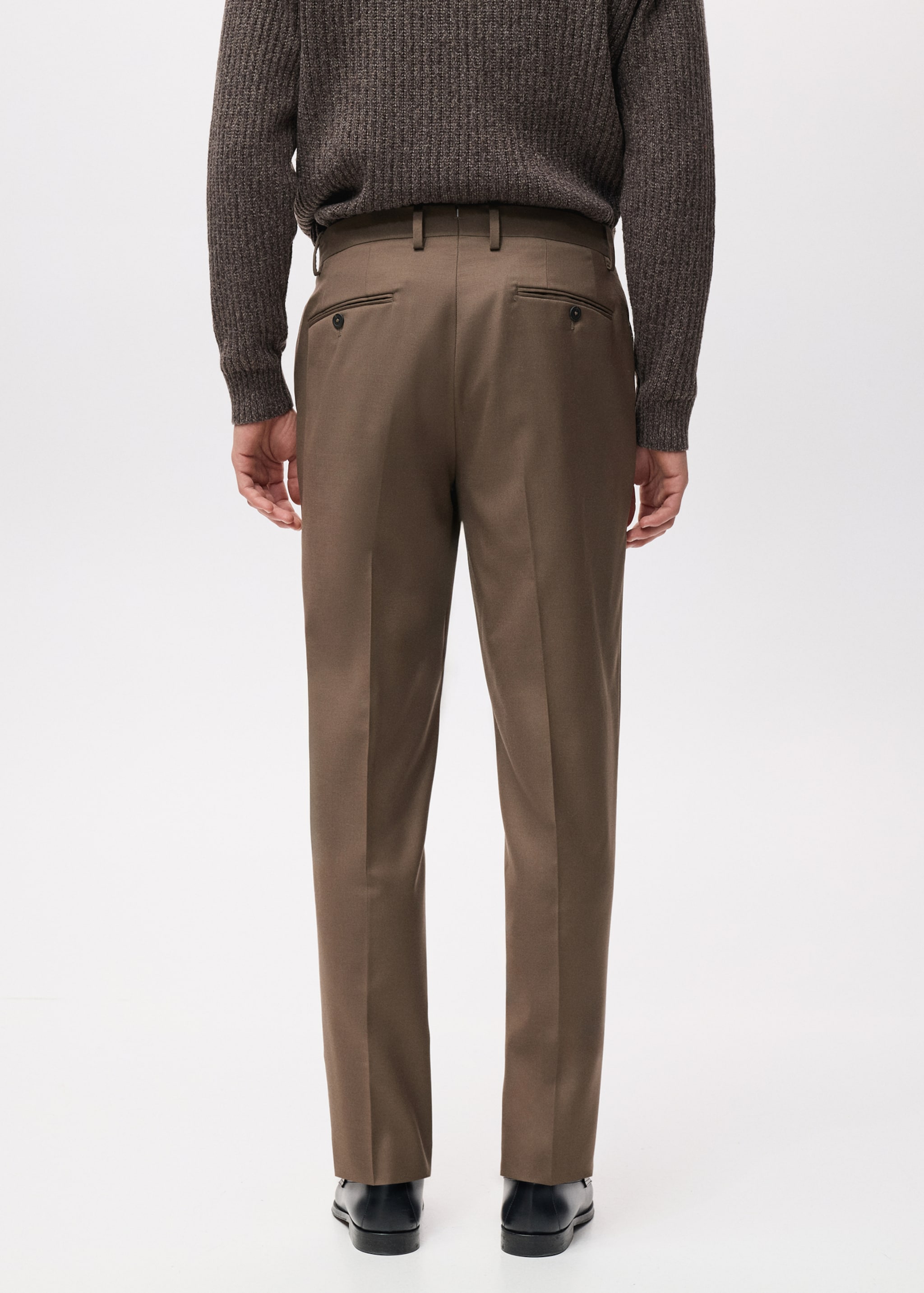 Turin 100% virgin wool suit trousers - Reverse of the article, Brown. Ref: 27081271-00.