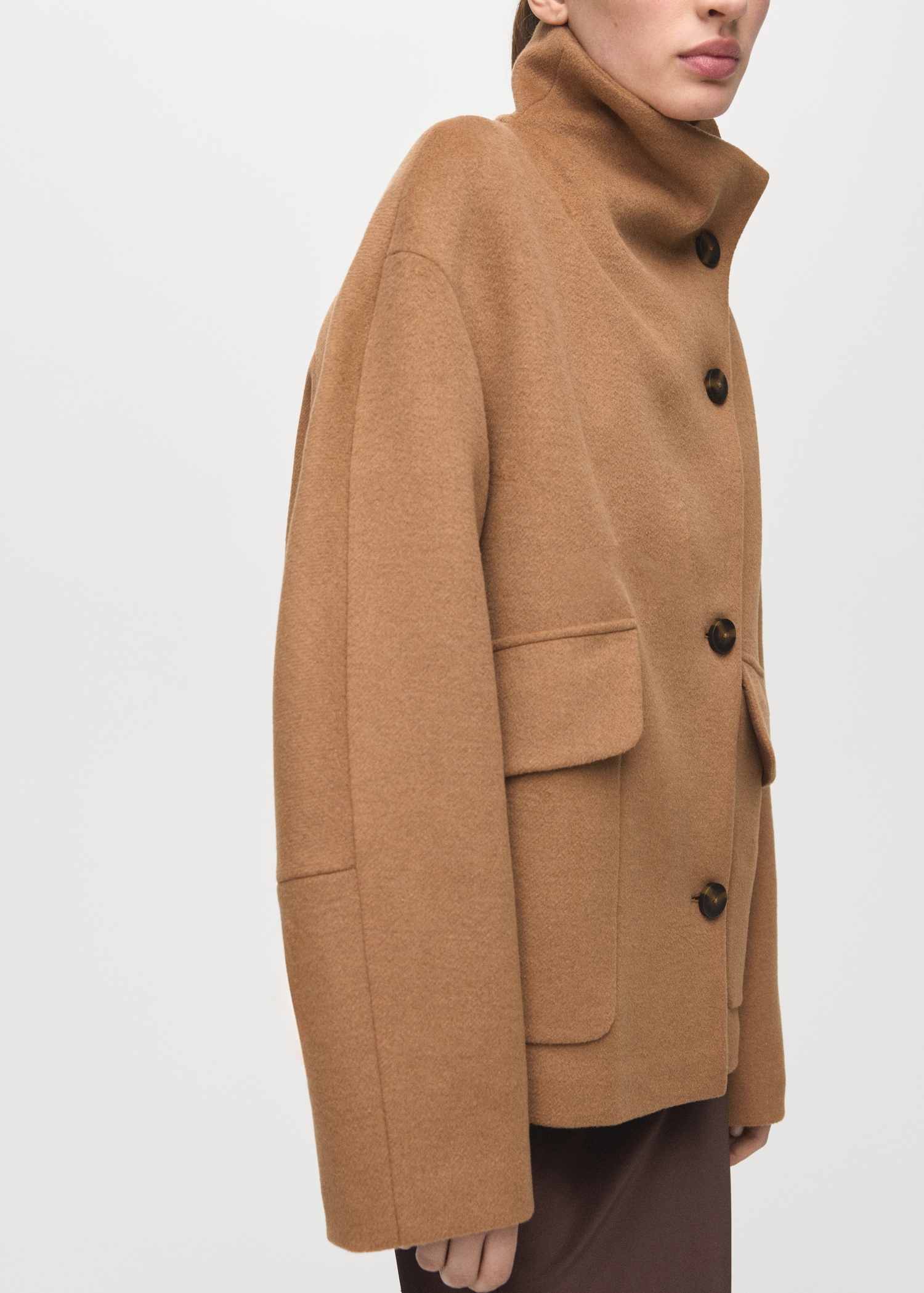 Wool-blend funnel-neck coat - Medium plane