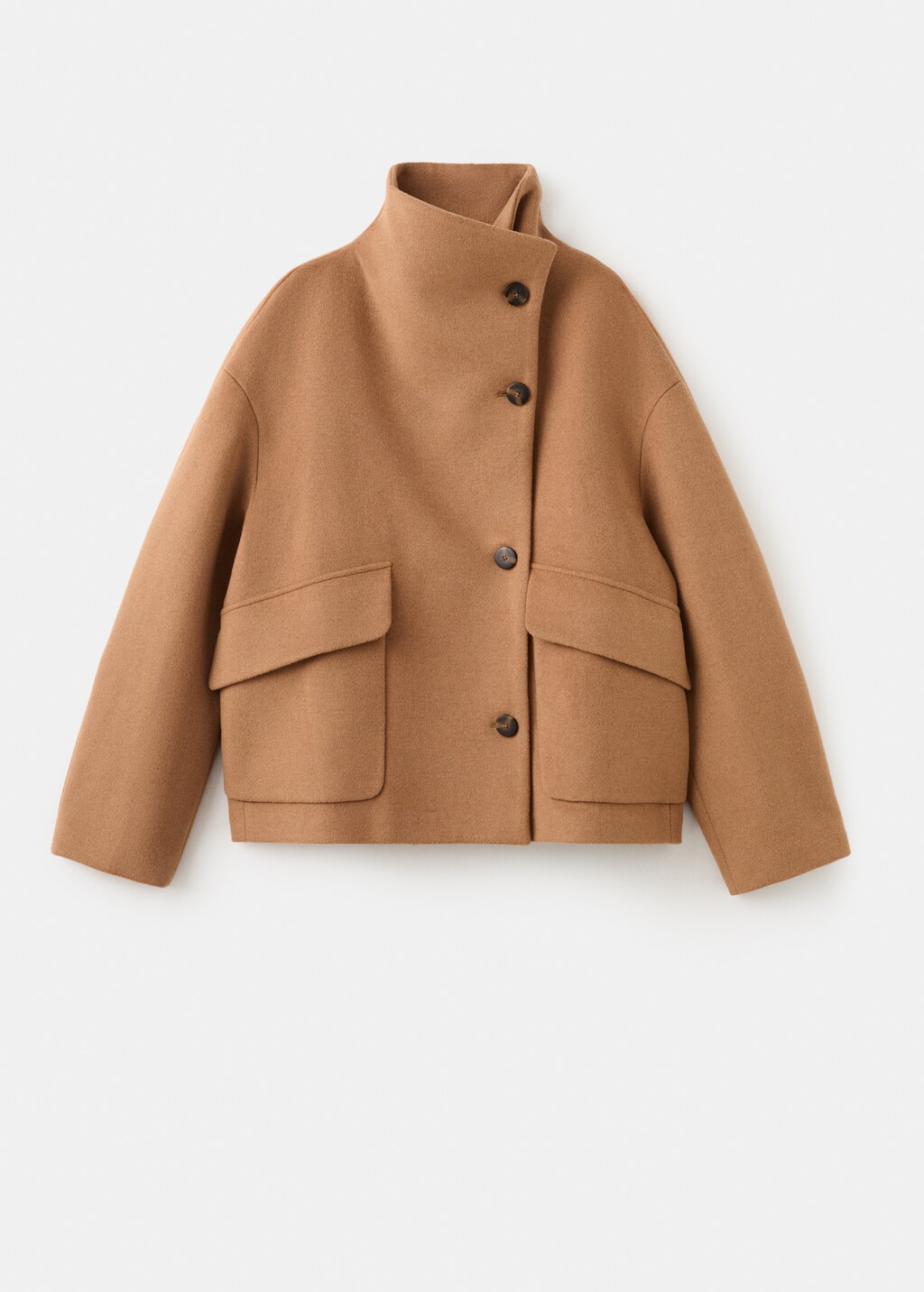 Mango Wool-blend funnel-neck coat