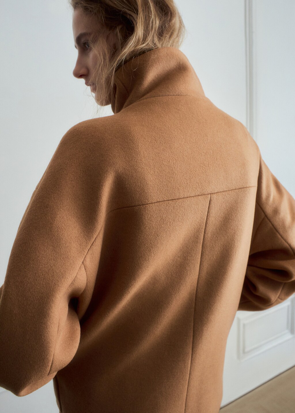 Mango Wool-blend funnel-neck coat