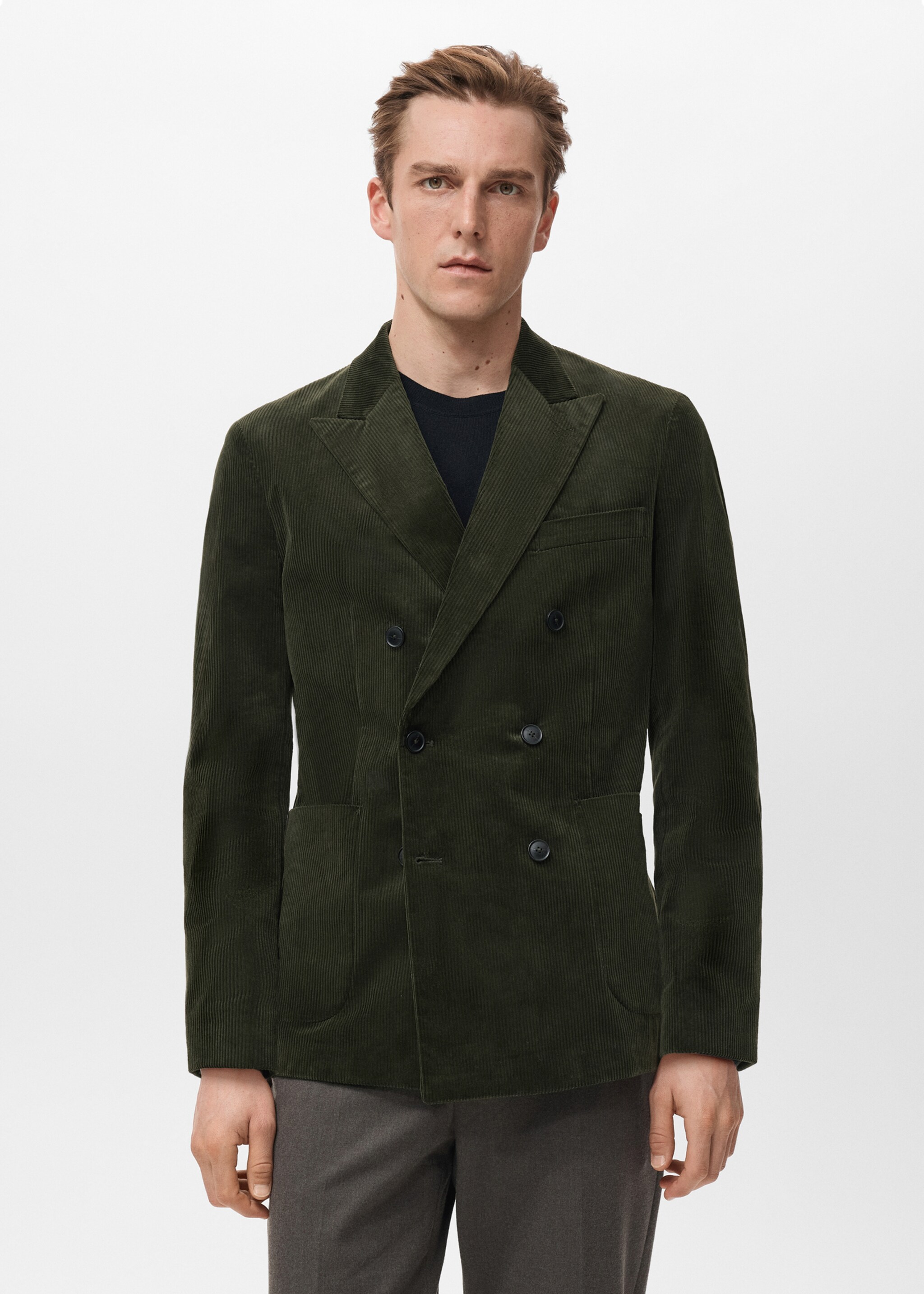 Americana pana encreuada slim fit - Pla mig, Verd. Ref: 27081273-00.