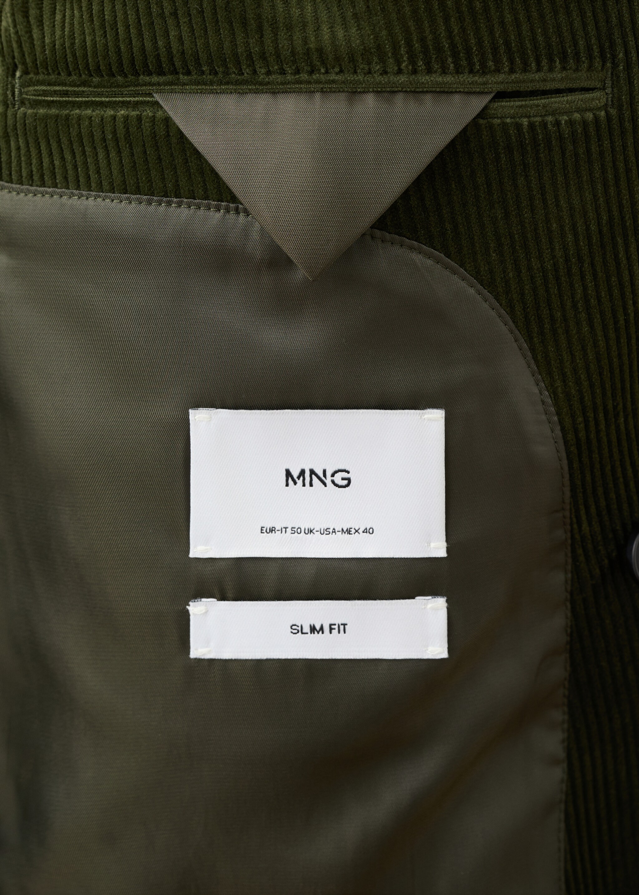 Americana pana encreuada slim fit - Detall de l'article 0, Verd. Ref: 27081273-00.