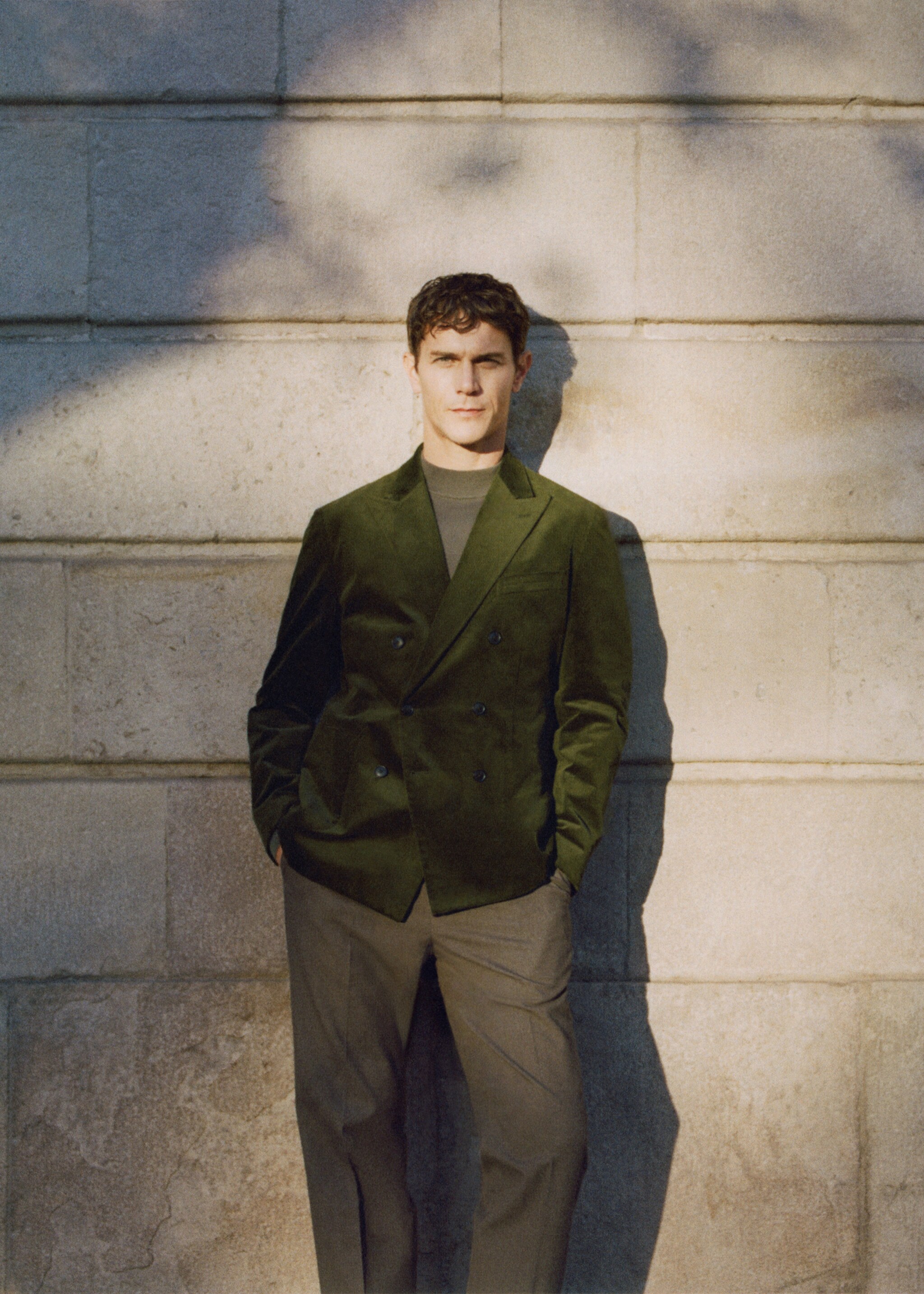 Americana pana encreuada slim fit - Detall de l'article 3, Verd. Ref: 27081273-00.