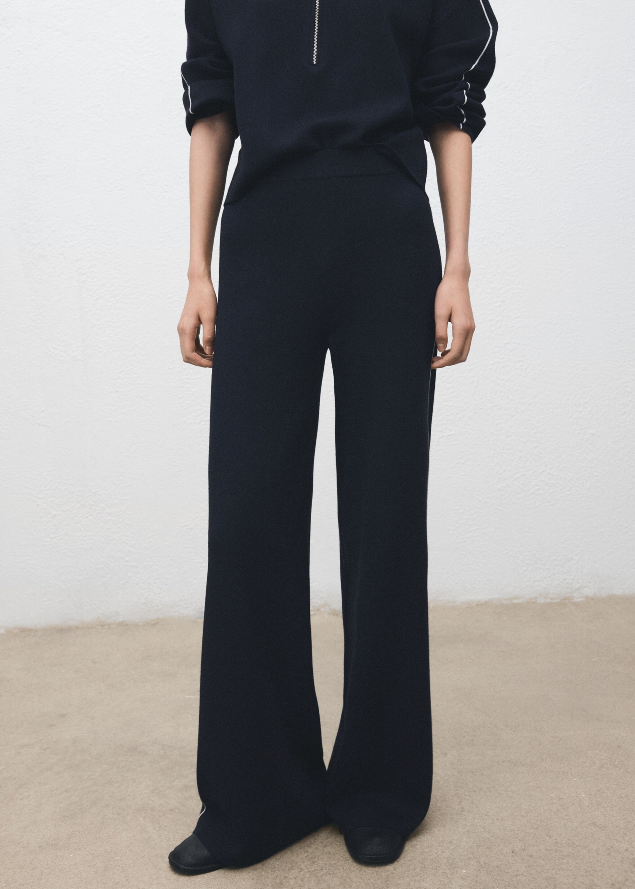 Contrast stripe straight trousers - Medium plane, Navy. Ref: 27081274-00.