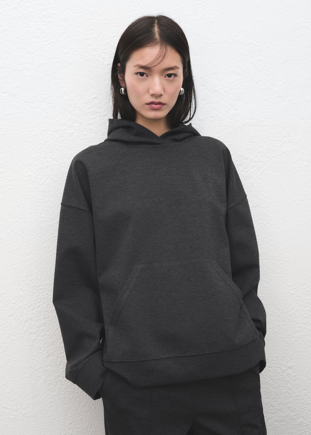 Mango Speckled knitted sweatshirt with hood