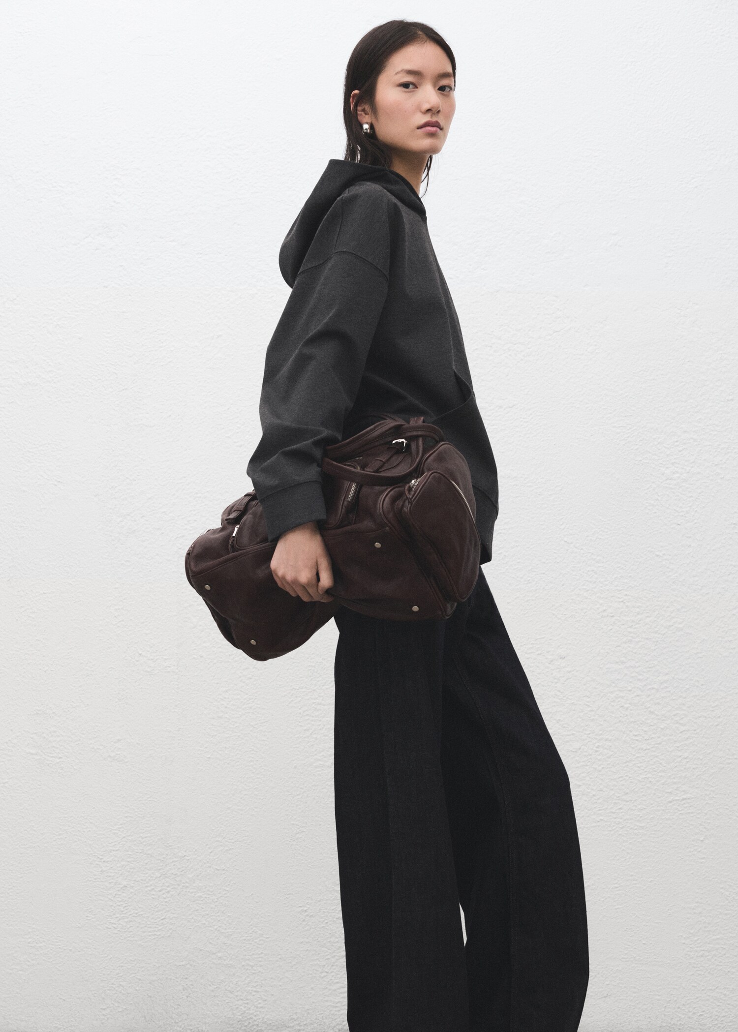 Speckled knitted sweatshirt with hood - Details of the article 2