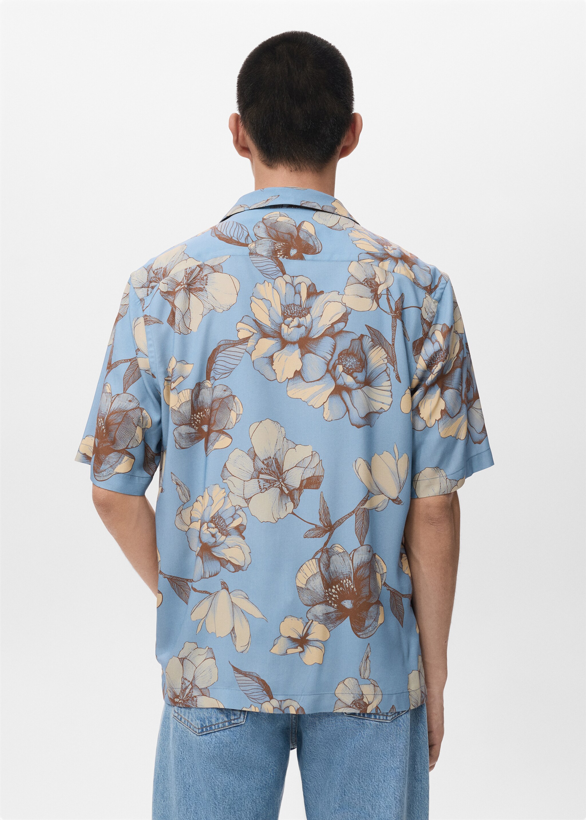 Short sleeve fluid shirt - Reverse of the article, Sky Blue. Ref: 27081277-00.