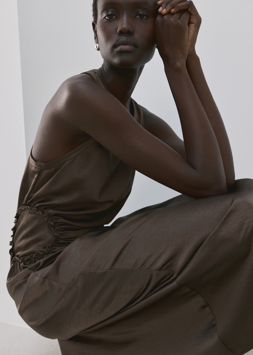 Mango A-line dress with gathered sides