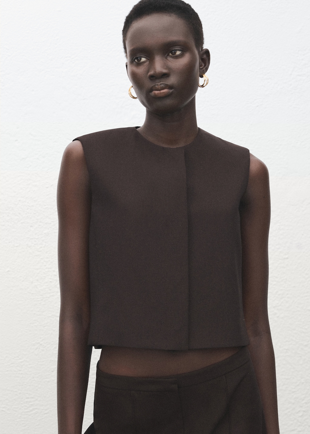 Wool-blend crop top