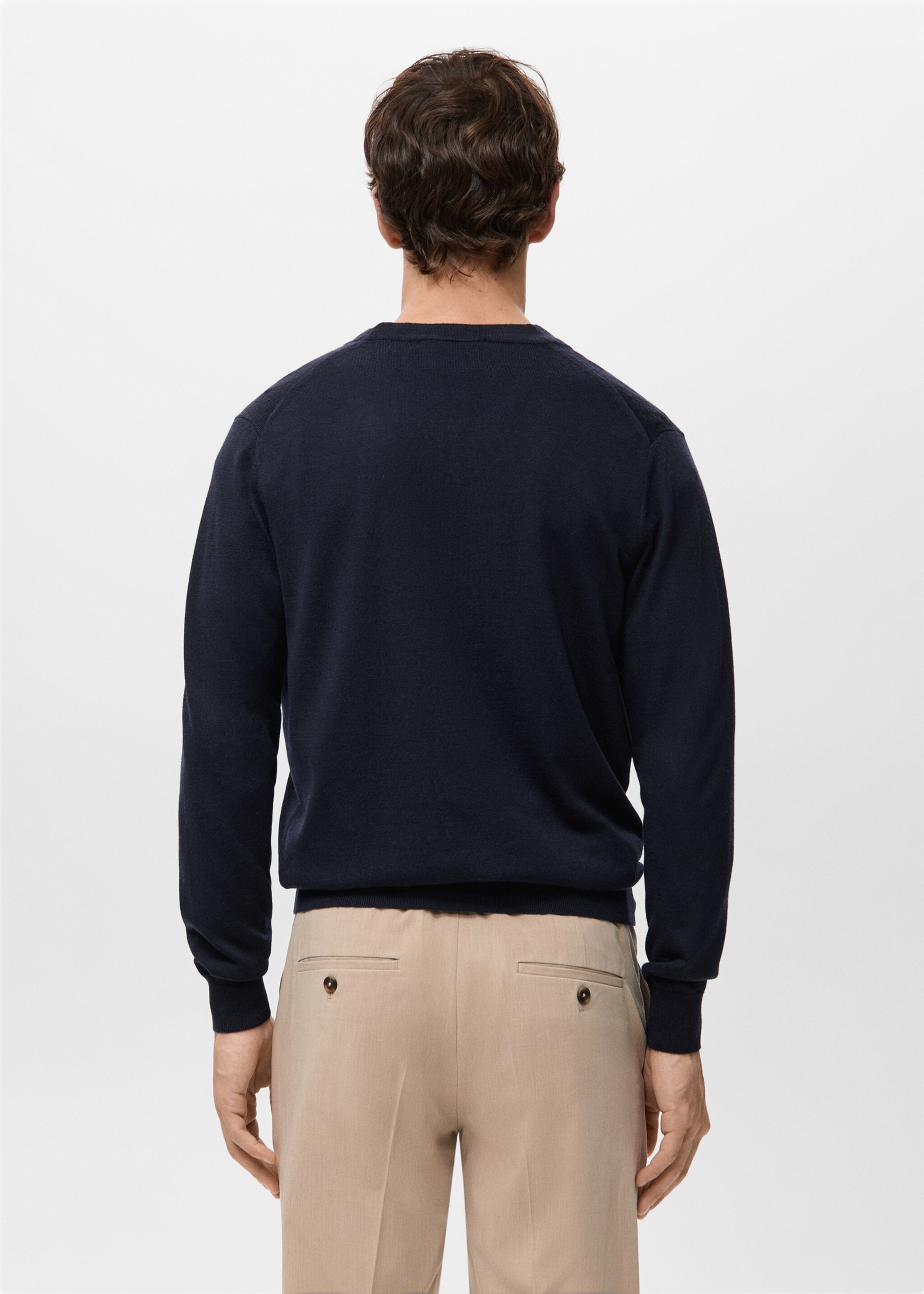 100% merino wool cardigan - Reverse of the article, Navy. Ref: 27081282-00.