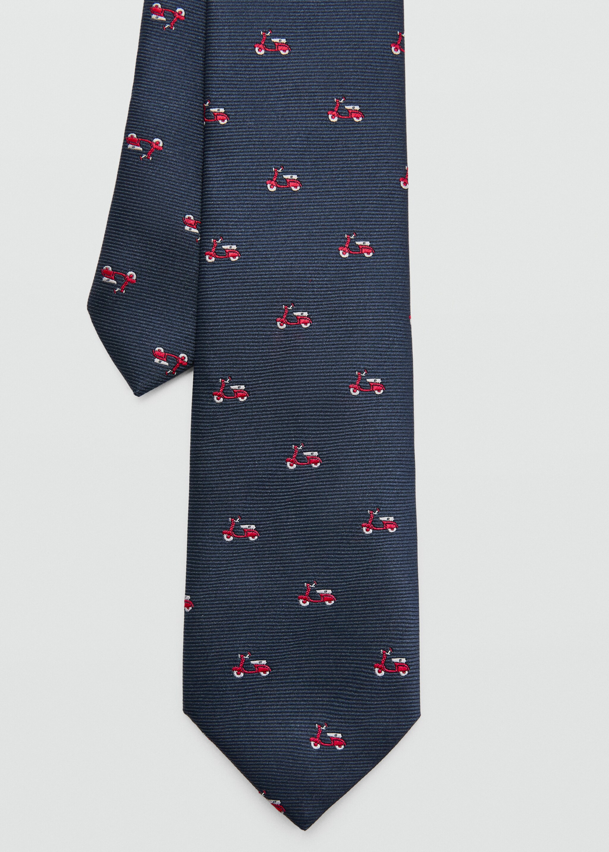 Tie with motorbike print - Details of the article 1, Navy. Ref: 27081284-00.
