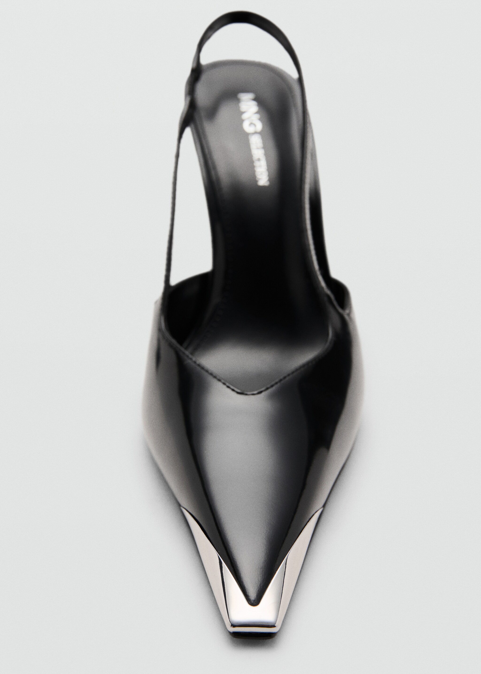 Leather high-heeled shoes with metal toe cap - Details of the article 2, Black. Ref: 27081289-00.
