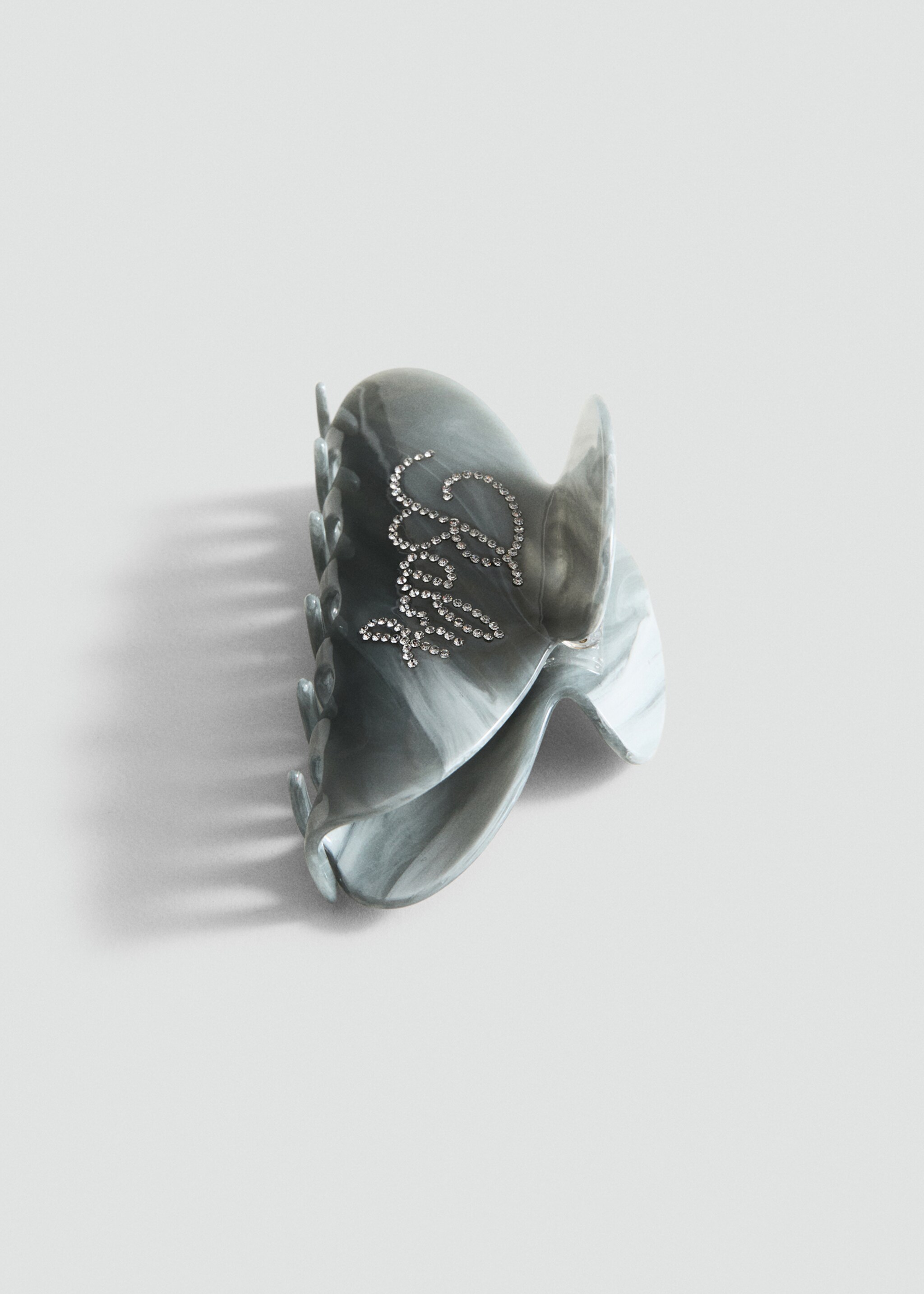 Haarspange mit Perlmutt-Effekt und Kristallen - Mittlere Ansicht, Grau. Ref: 27081290-00.