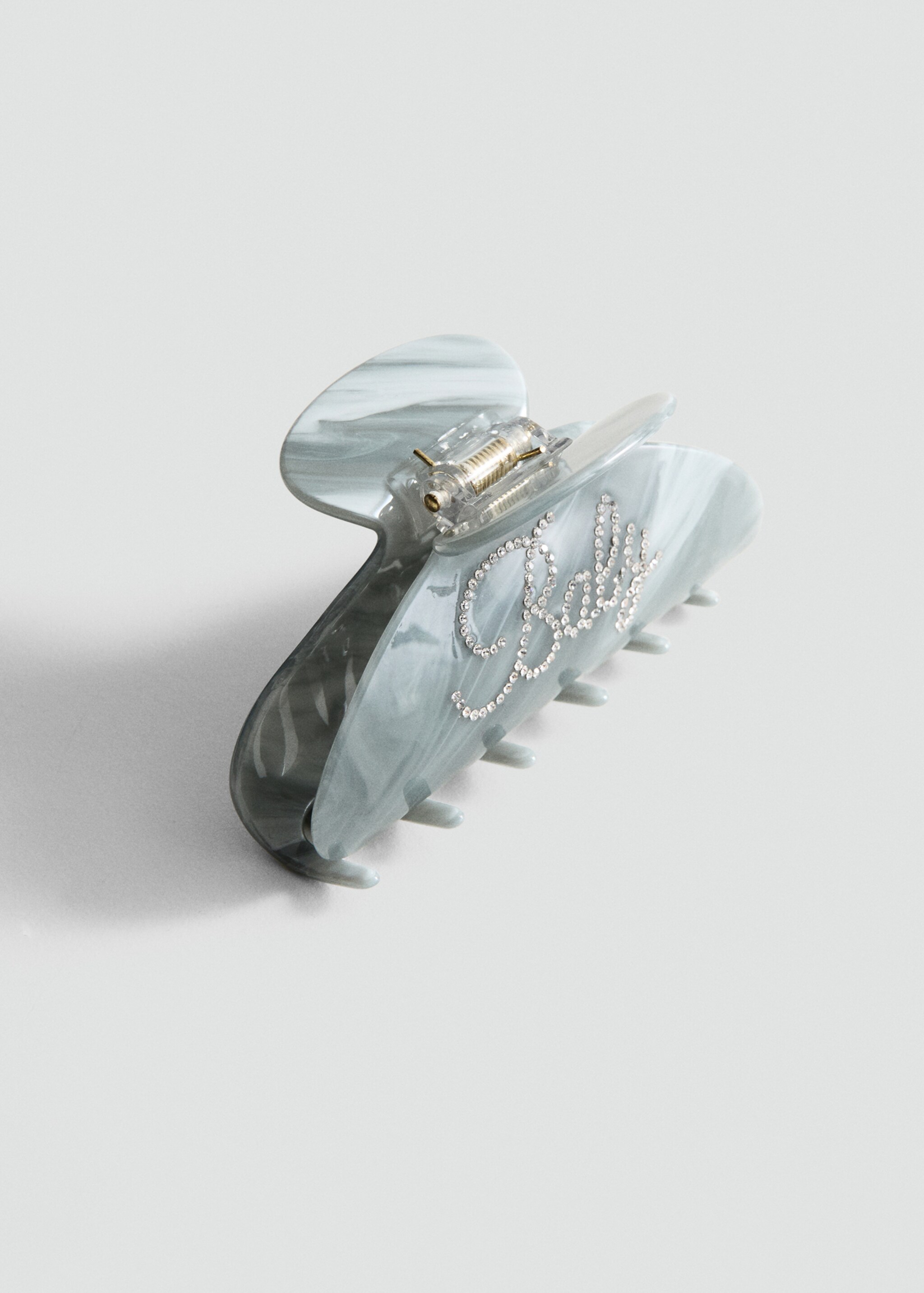 Haarspange mit Perlmutt-Effekt und Kristallen - Detail des Artikels 1, Grau. Ref: 27081290-00.