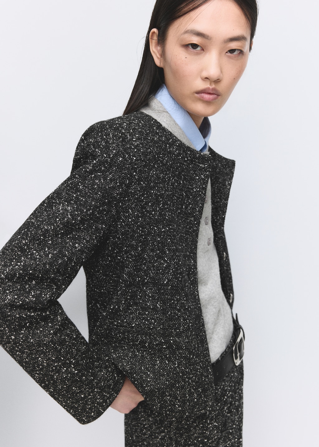 Flecked cotton-blend jacket