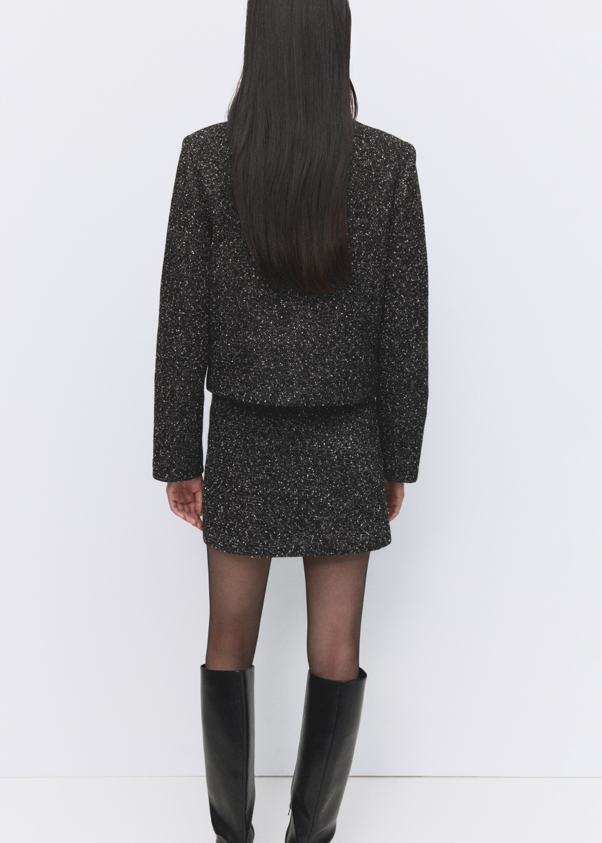 Flecked cotton-blend jacket - Reverse of the article, Black. Ref: 27081293-00.