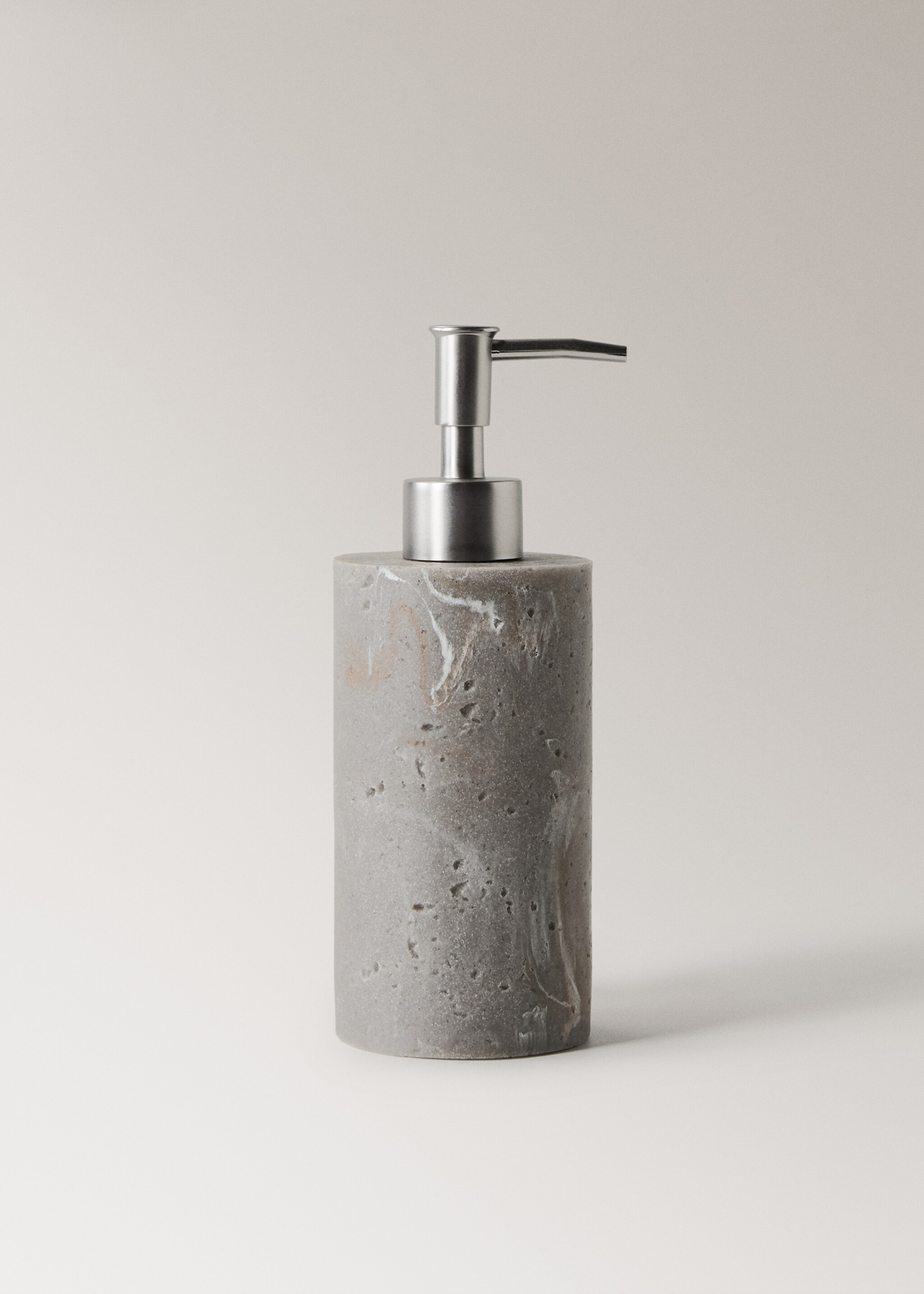 Travertine-effect resin soap dispenser - Article without model, Light/Pastel Grey. Ref: 27081295-00.