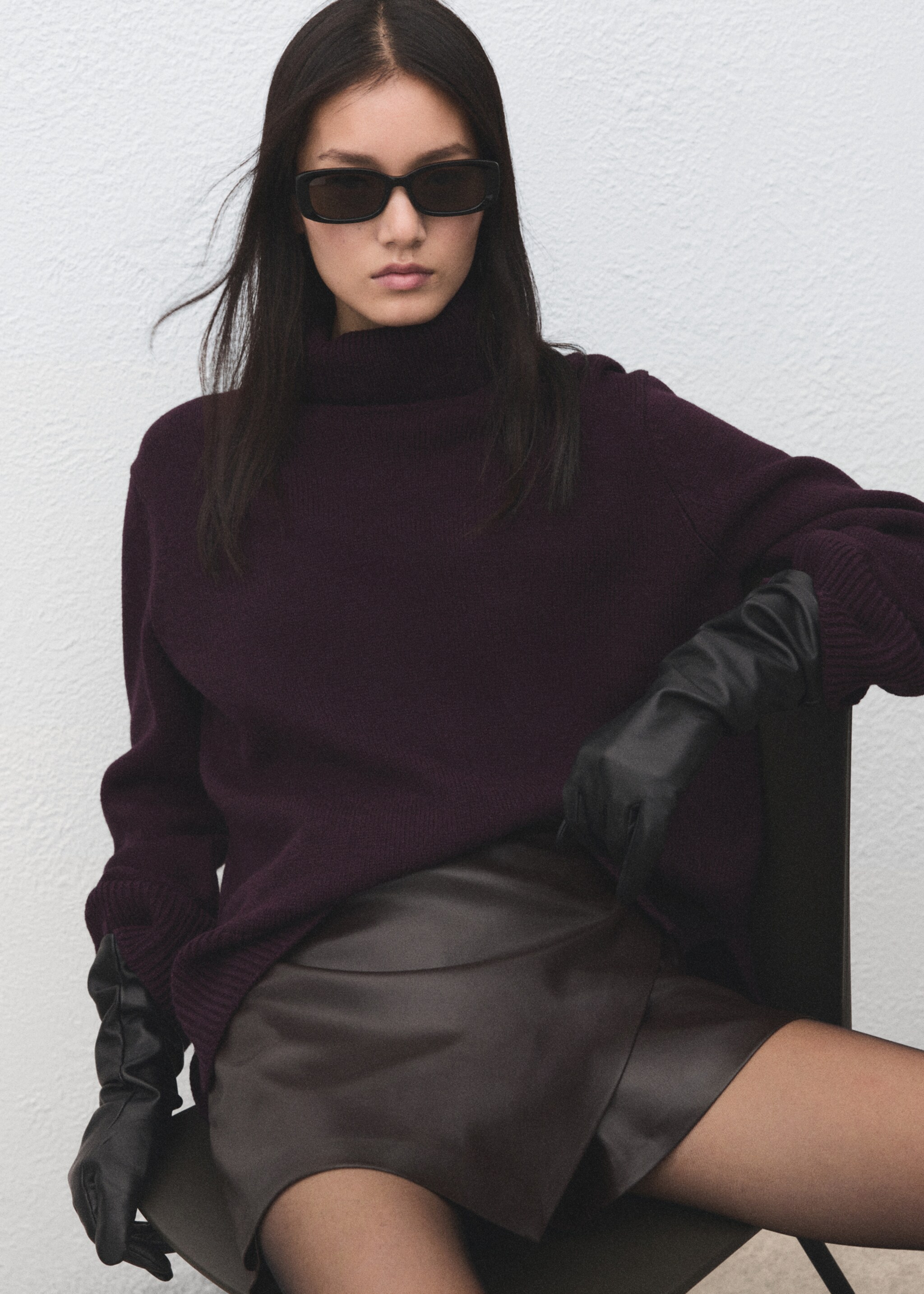 Faux-leather culottes - Medium plane, Chocolate. Ref: 27081301-00.