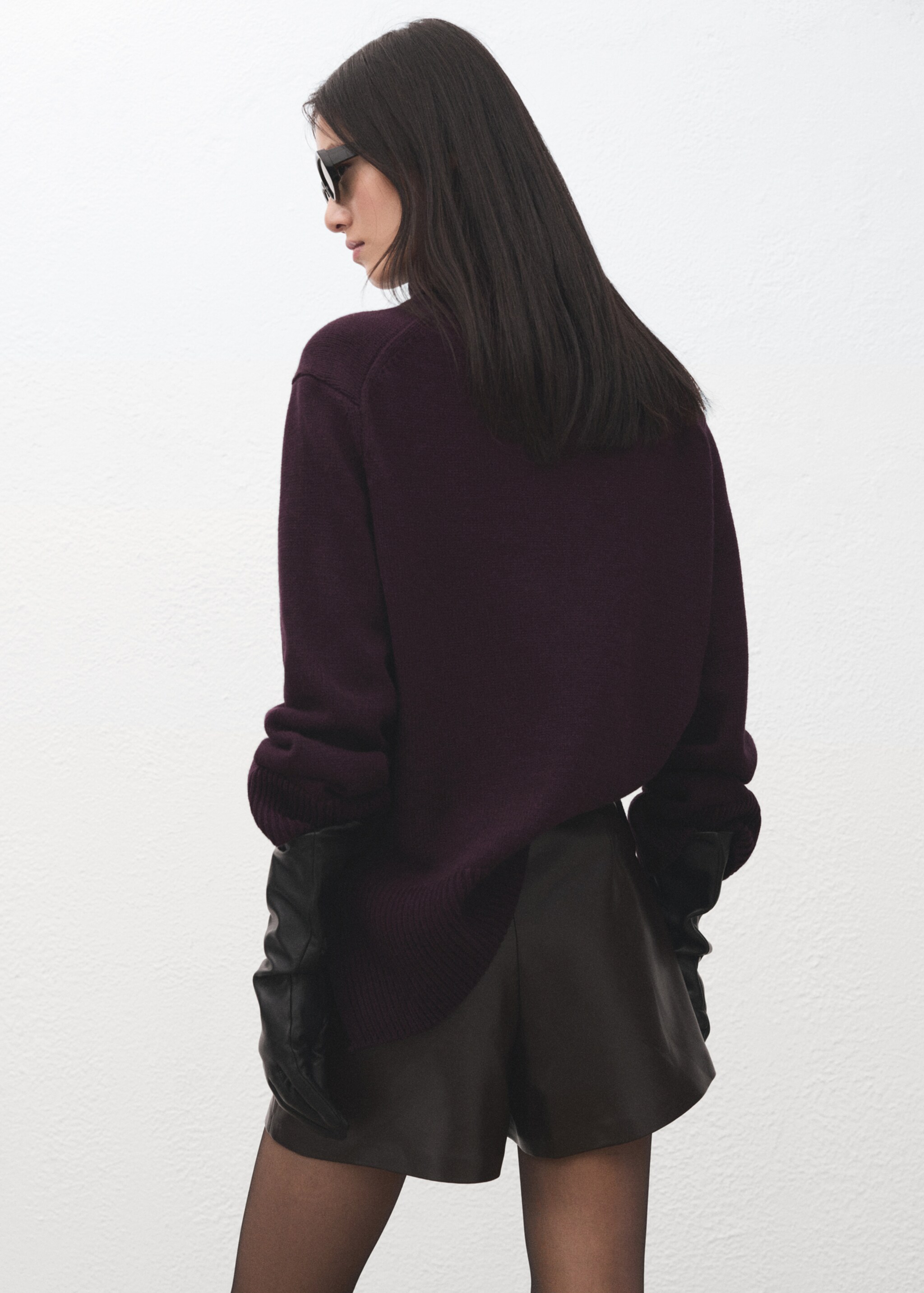 Faux-leather culottes - Reverse of the article, Chocolate. Ref: 27081301-00.