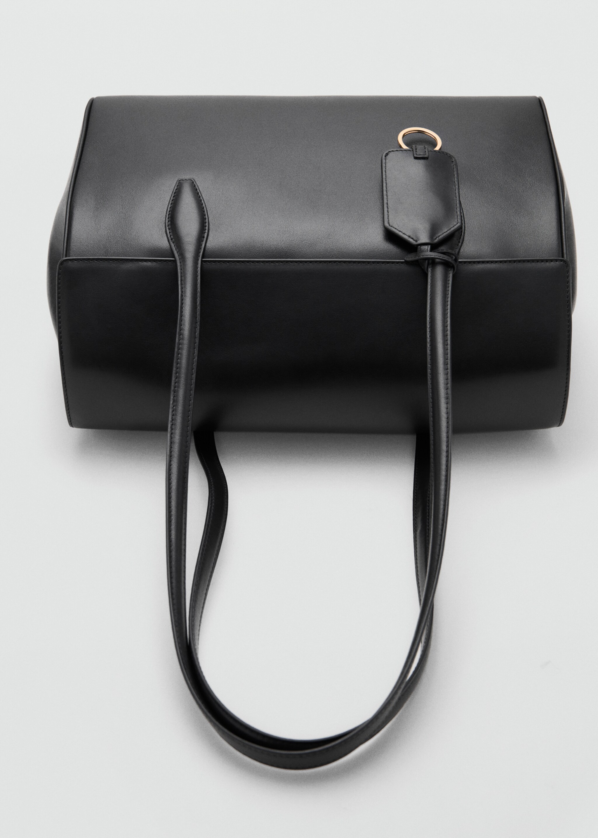 Leather shopper bag with charms - Details of the article 4, Black. Ref: 27081306-00.