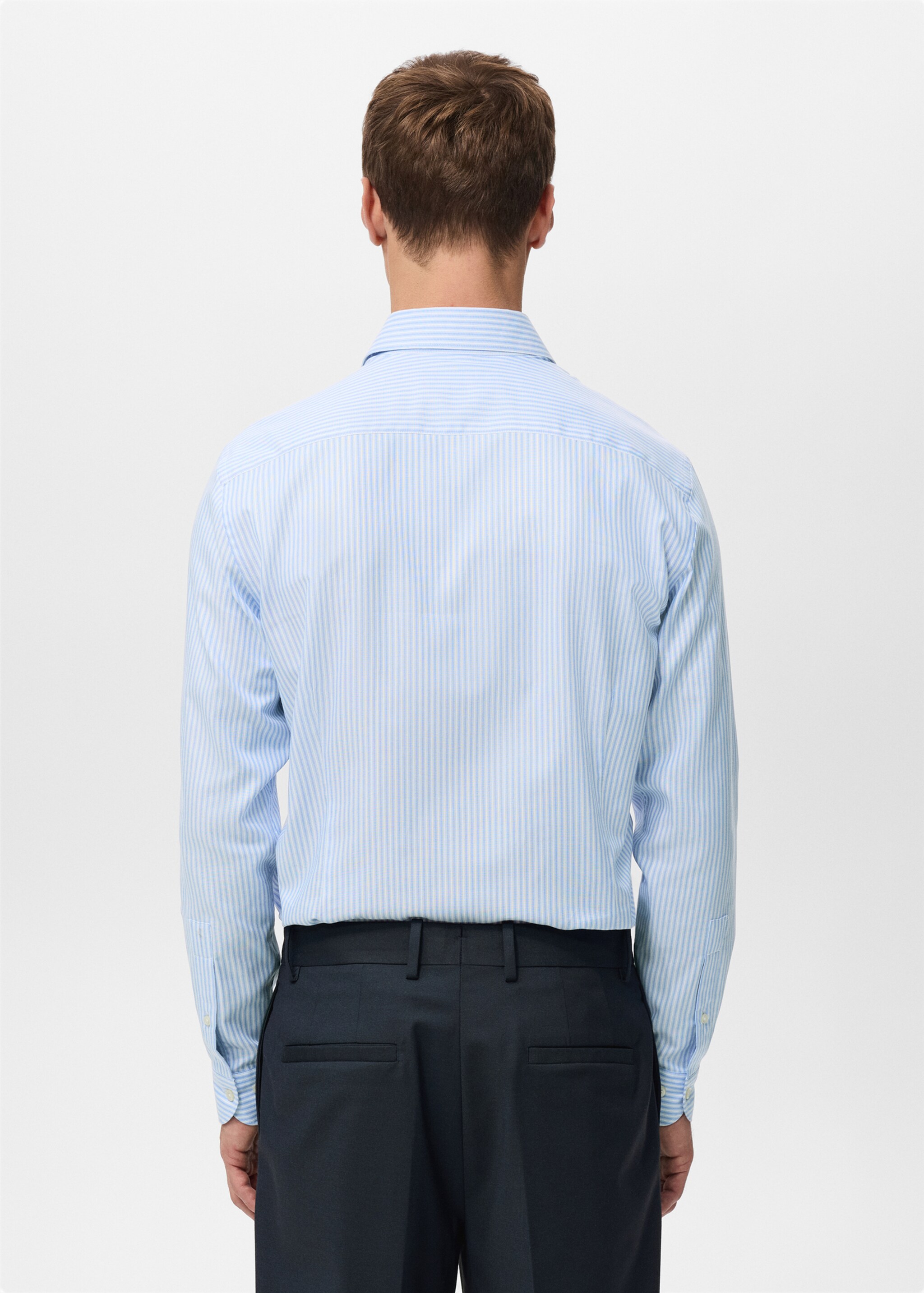 Chemise 100 % coton rayures slim-fit - Verso de l’article, Bleu ciel. Ref: 27081313-00.