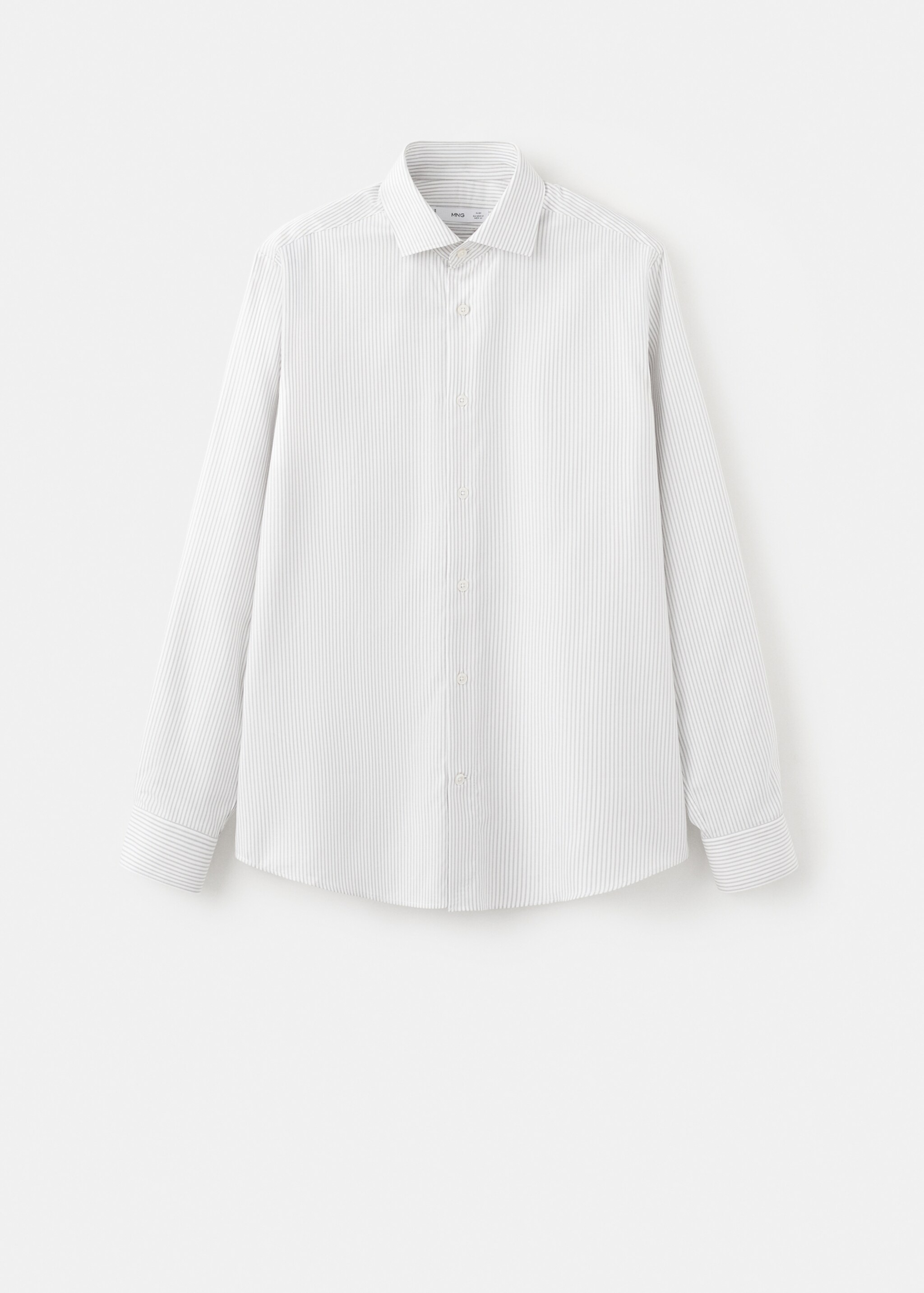 Chemise 100 % coton rayures slim-fit - Article sans modèle, Gris chiné clair. Ref: 27081313-00.