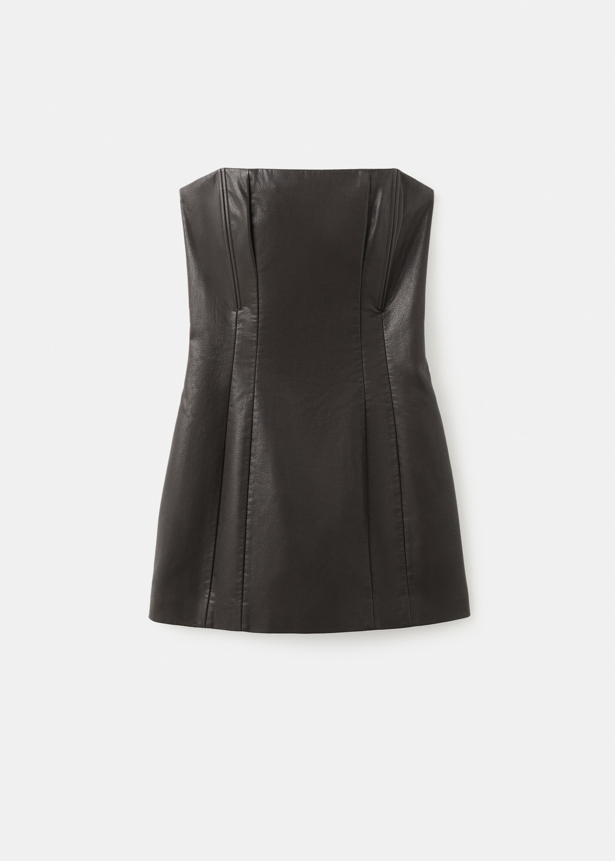 Short faux-leather dress - Article without model, Chocolate. Ref: 27081314-00.