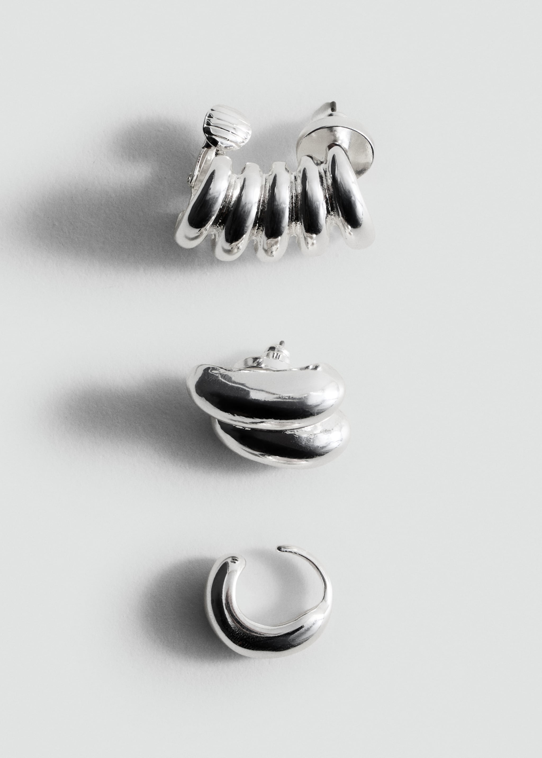 Combined earring set - Medium plane, Silver. Ref: 27081317-00.