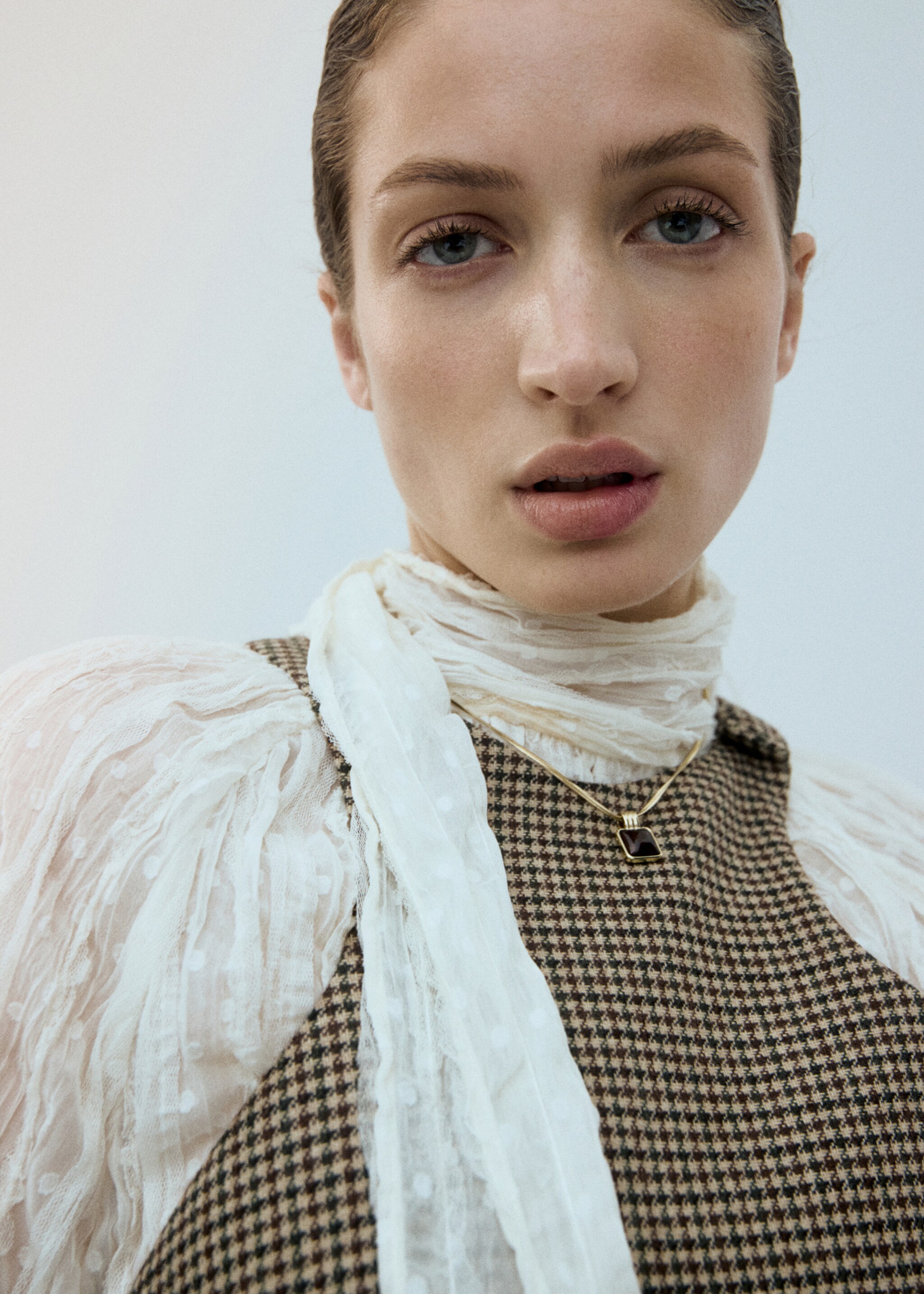 Vestido mezcla lana pata de gallo - Detalle del artículo 1, Marrón medio. Ref: 27081318-00.