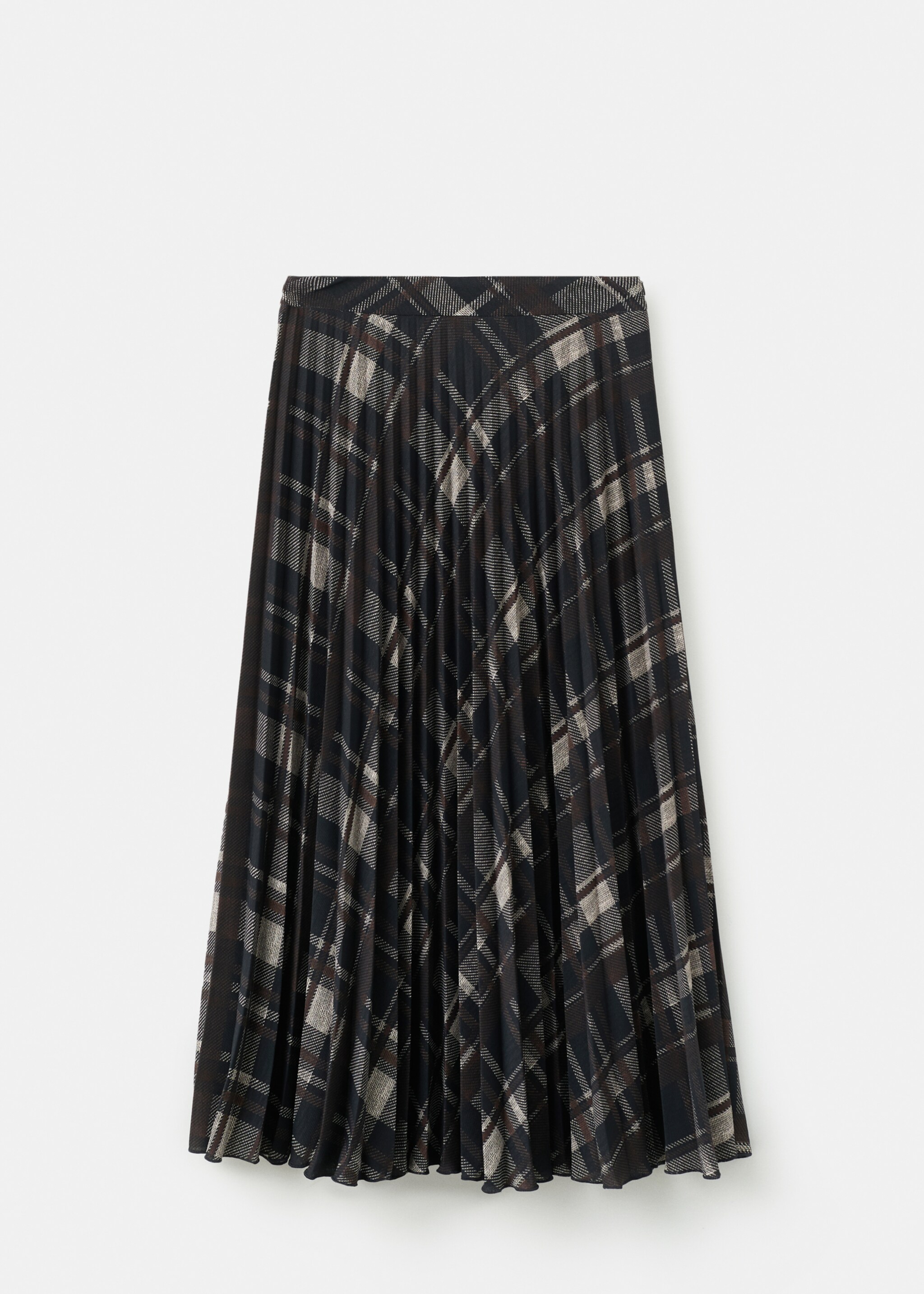 Checked long skirt - Article without model, Brown. Ref: 27081319-00.