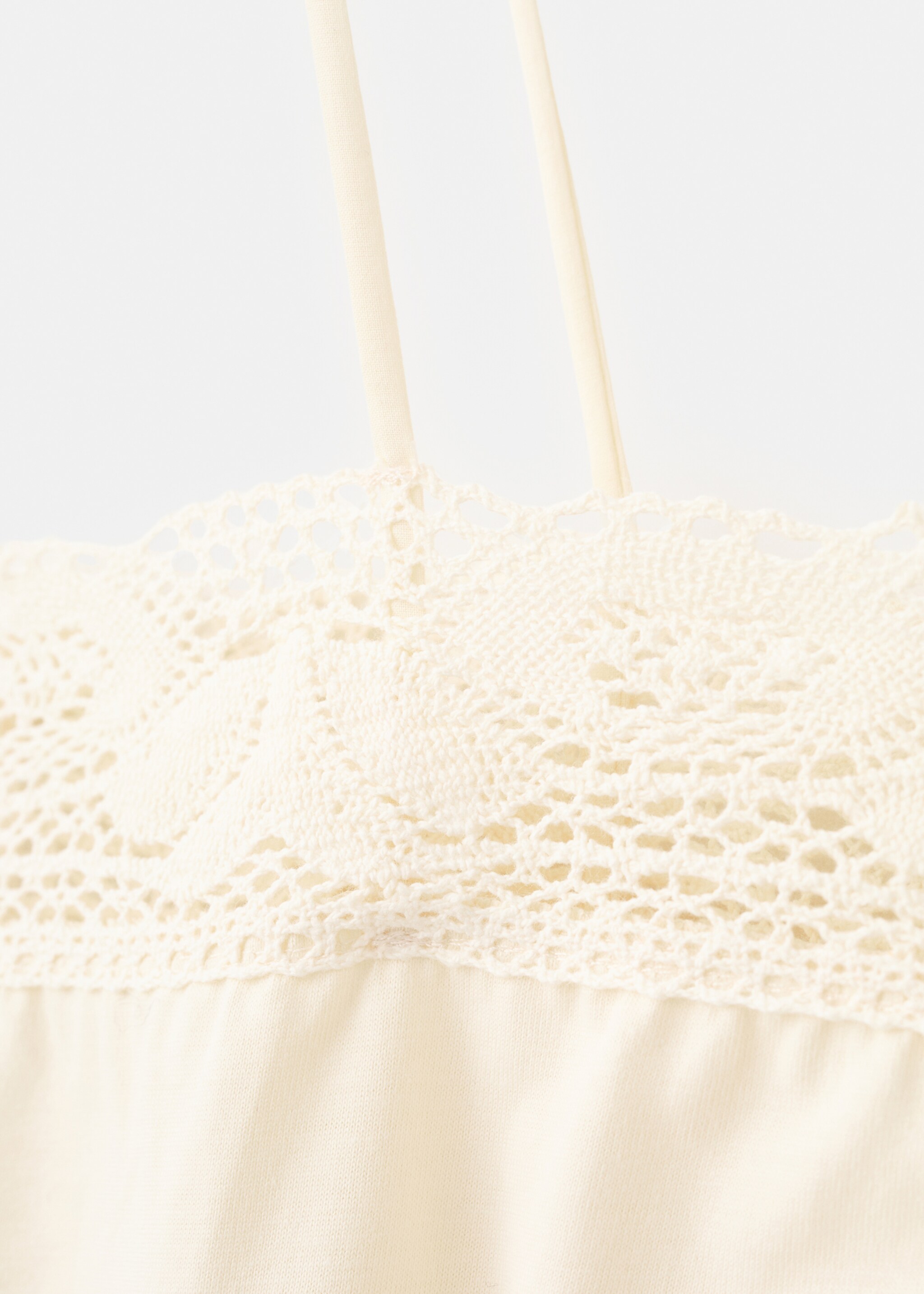 Cotton top with lace straps - Details of the article 0, Pastel Yellow. Ref: 27081321-00.