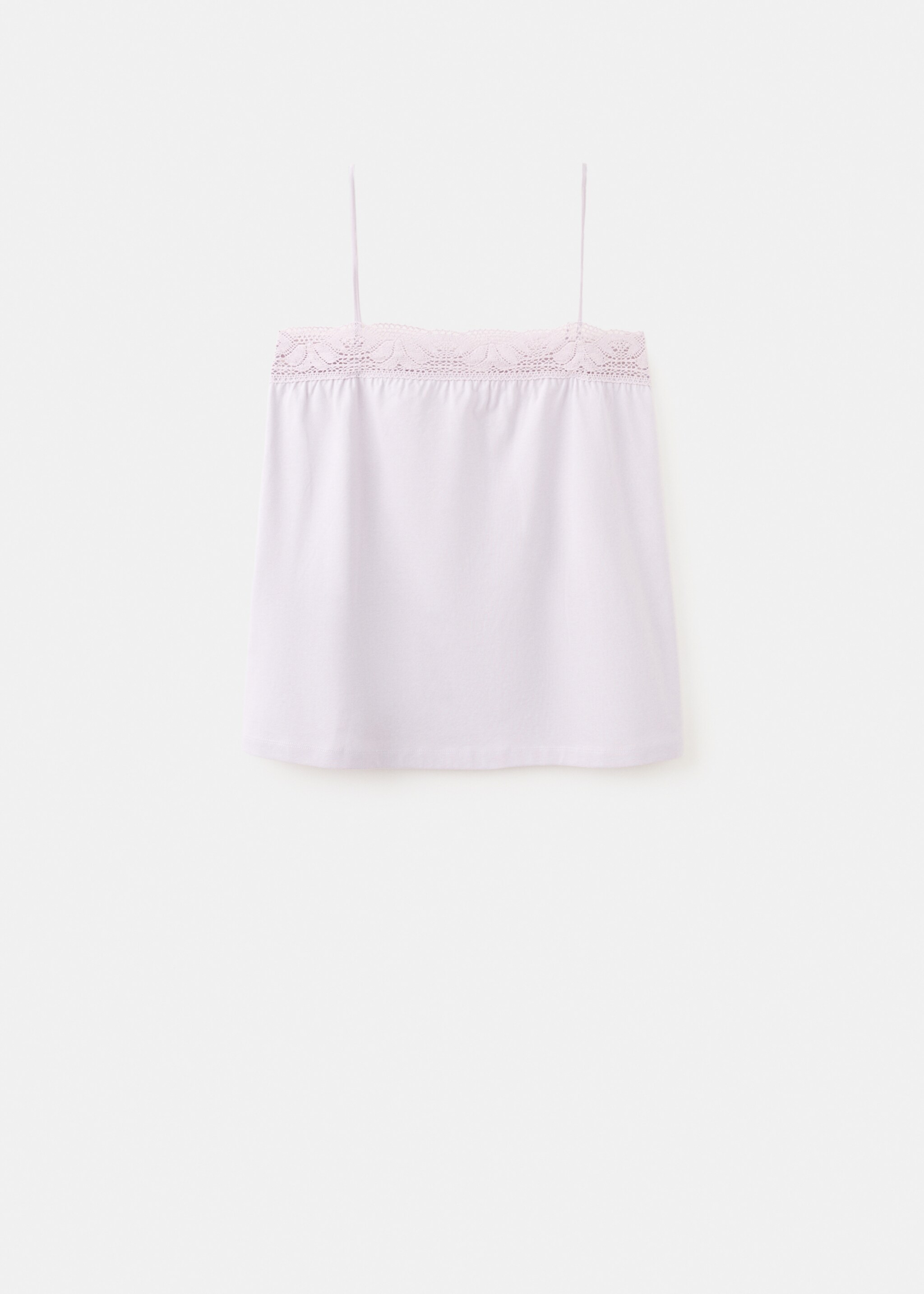Cotton top with lace straps - Article without model, Lilac. Ref: 27081321-00.