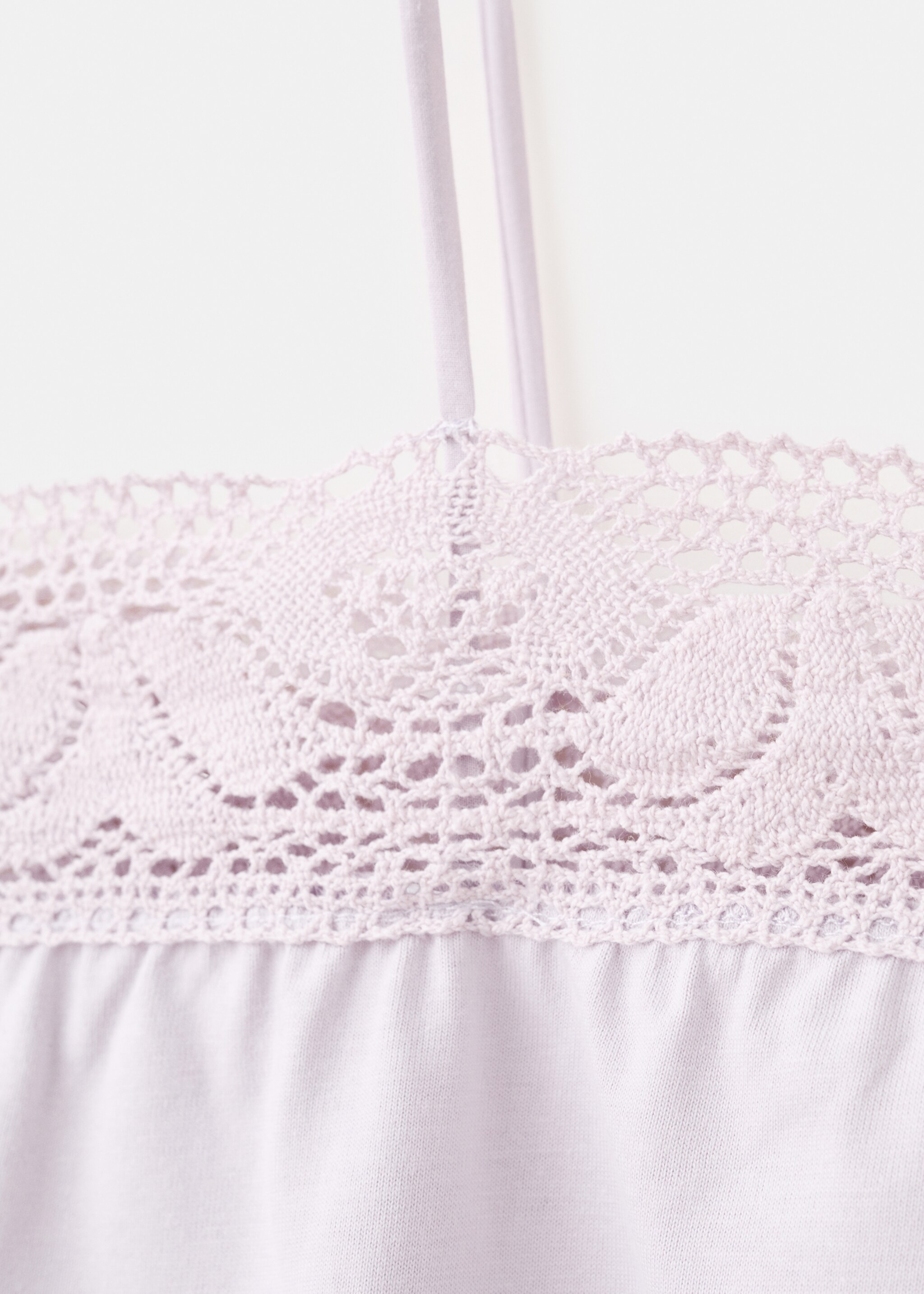 Cotton top with lace straps - Details of the article 0, Lilac. Ref: 27081321-00.
