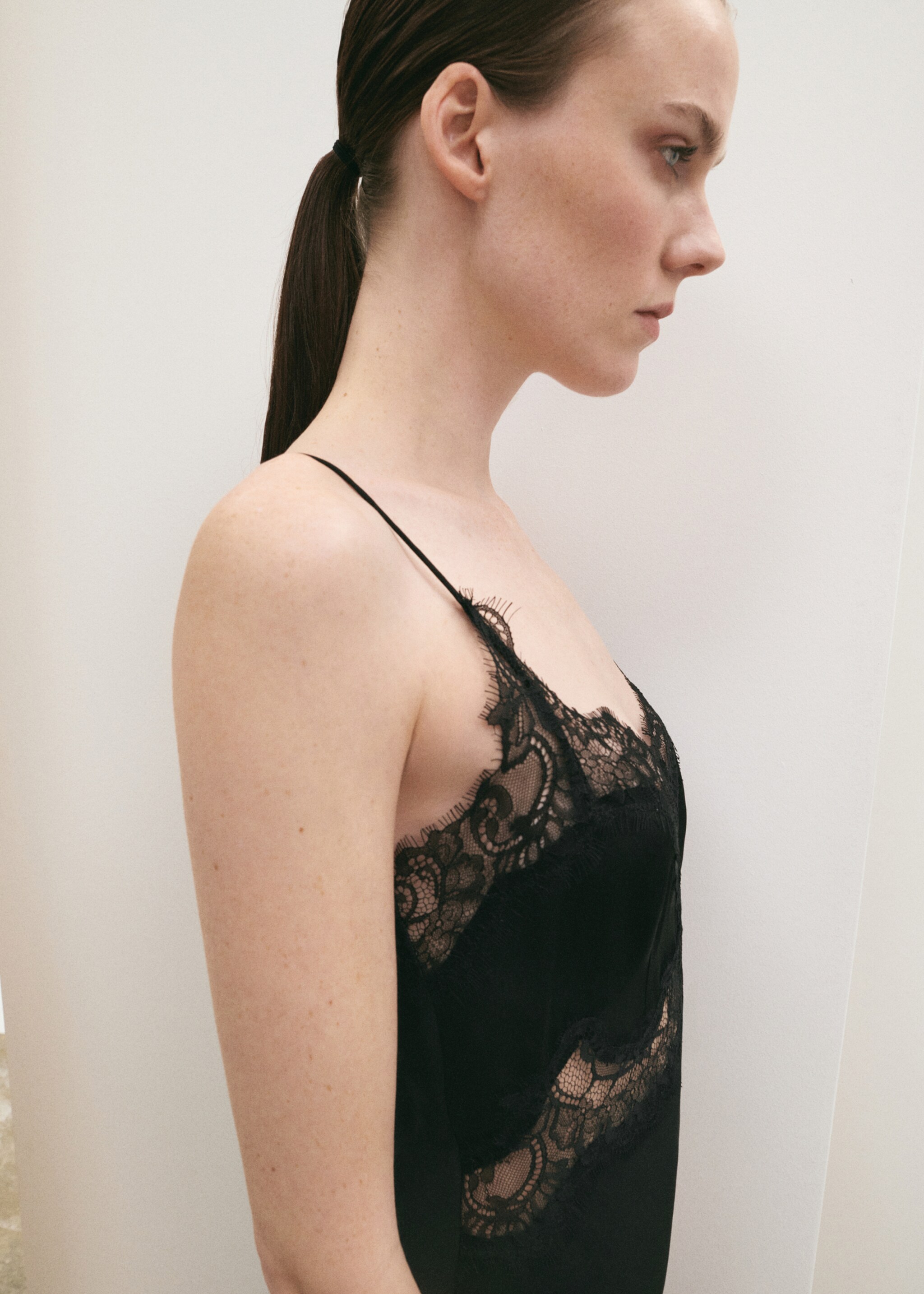 Lace top - Details of the article 1, Black. Ref: 27081326-00.