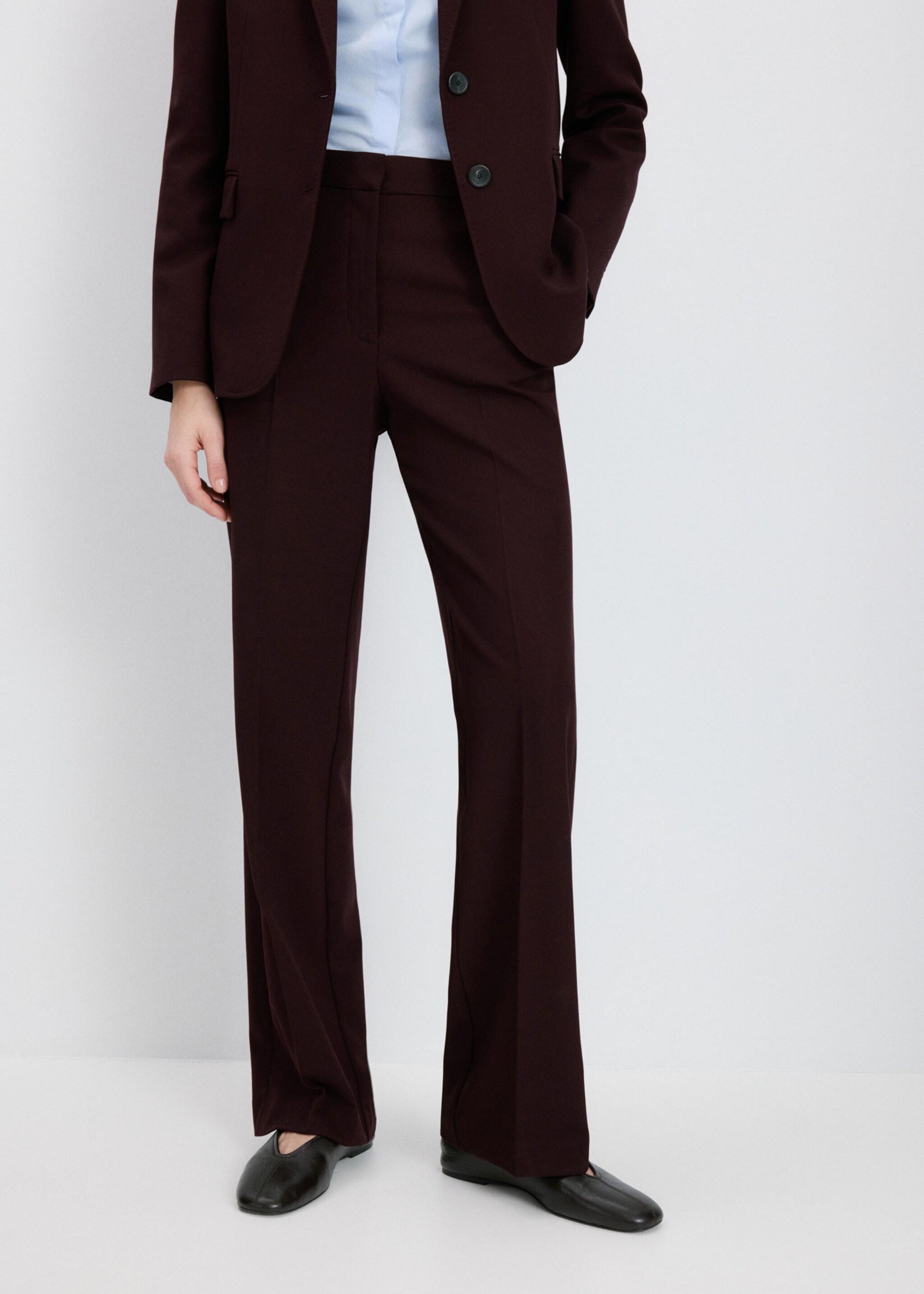 Straight-fit suit trousers - Medium plane, Maroon. Ref: 27081328-00.