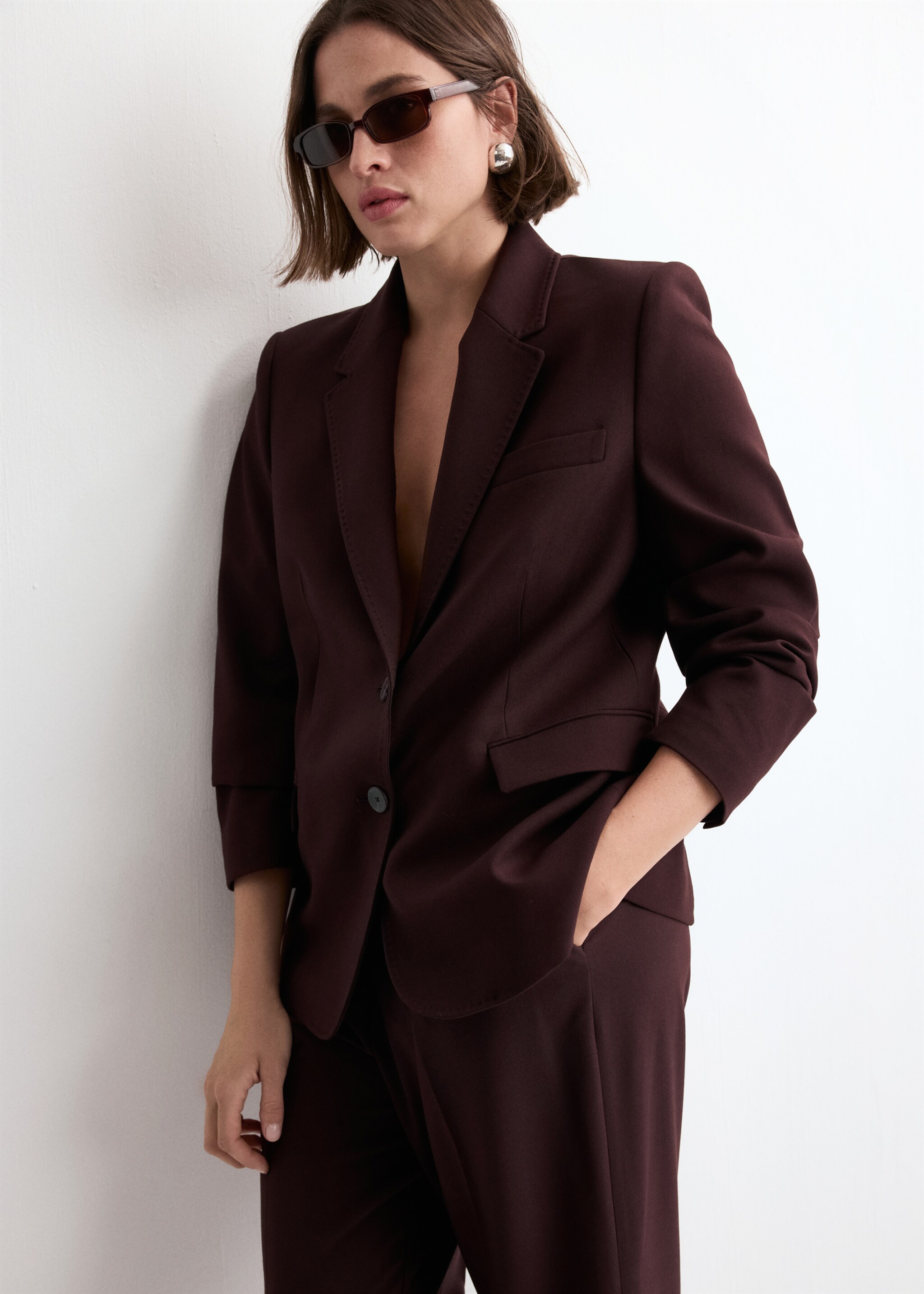 بنطلون بدلة بقصة مستقيمة - تفاصيل المنتج 5, كستنائي. Ref: 27081328-00.