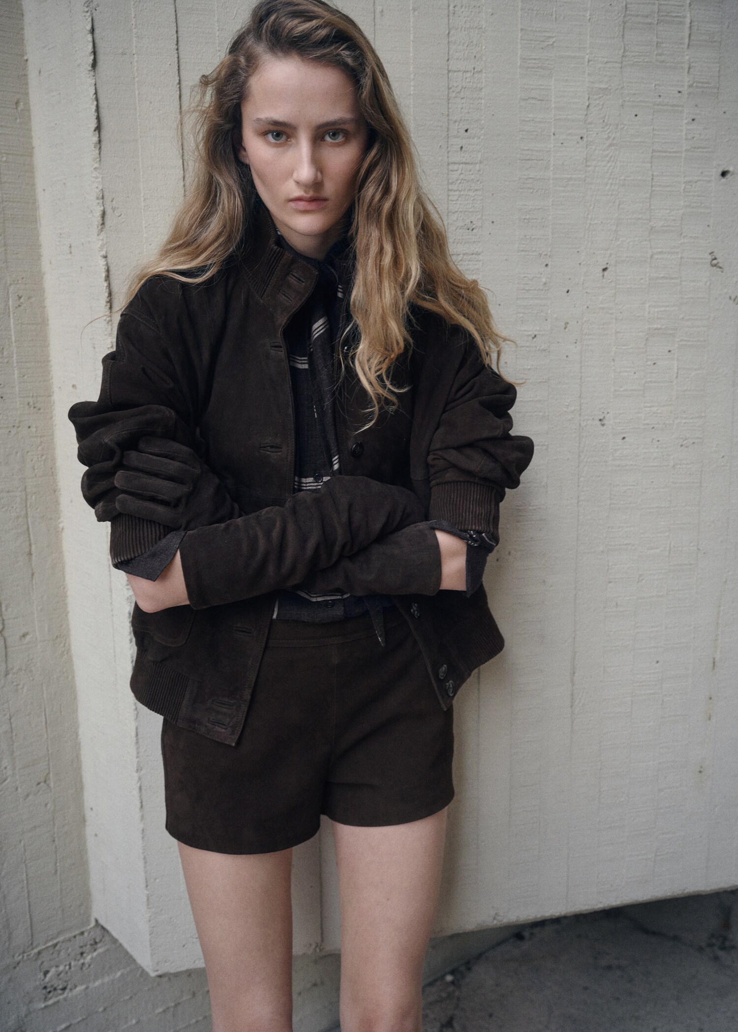 Buttoned suede jacket - Medium plane