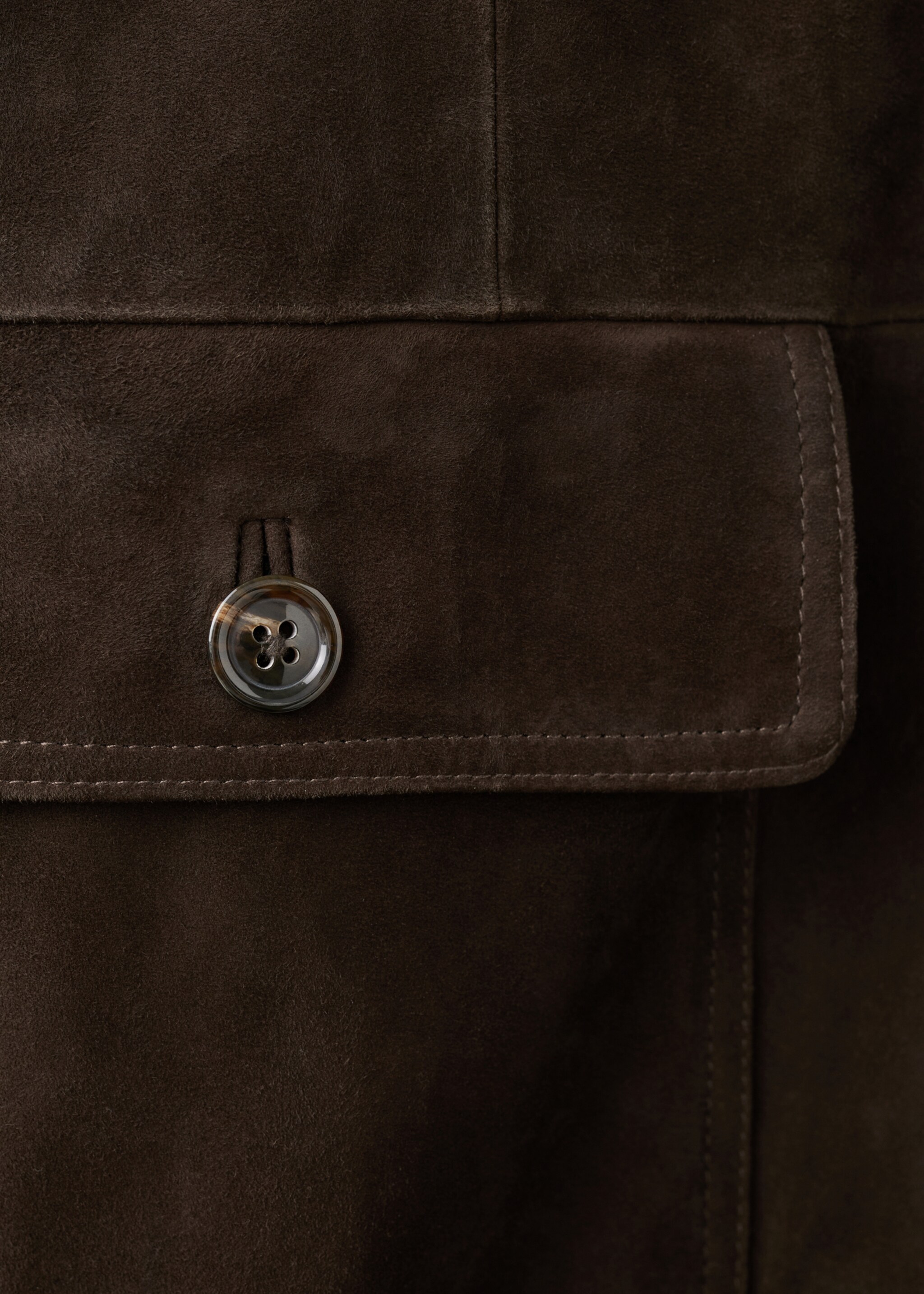Buttoned suede jacket - Details of the article 0, Brown. Ref: 27081330-00.