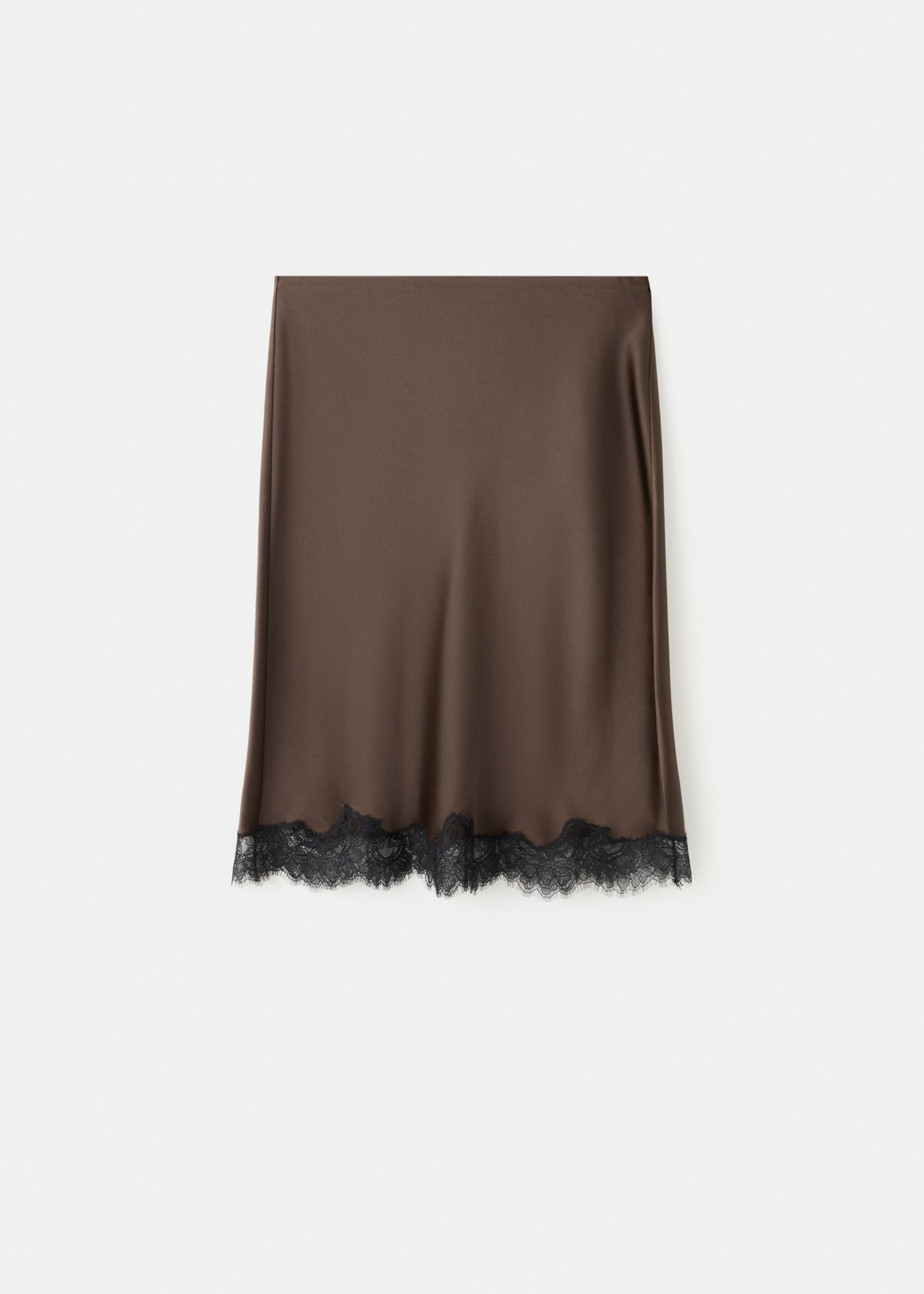 Satin lace skirt - Article without model, Brown. Ref: 27081334-00.