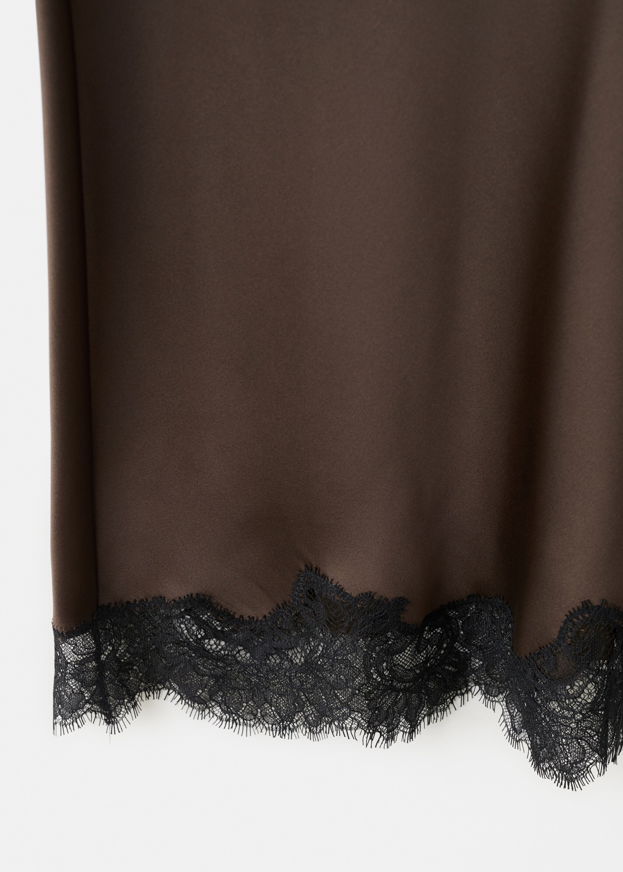 Satin lace skirt - Details of the article 0, Brown. Ref: 27081334-00.