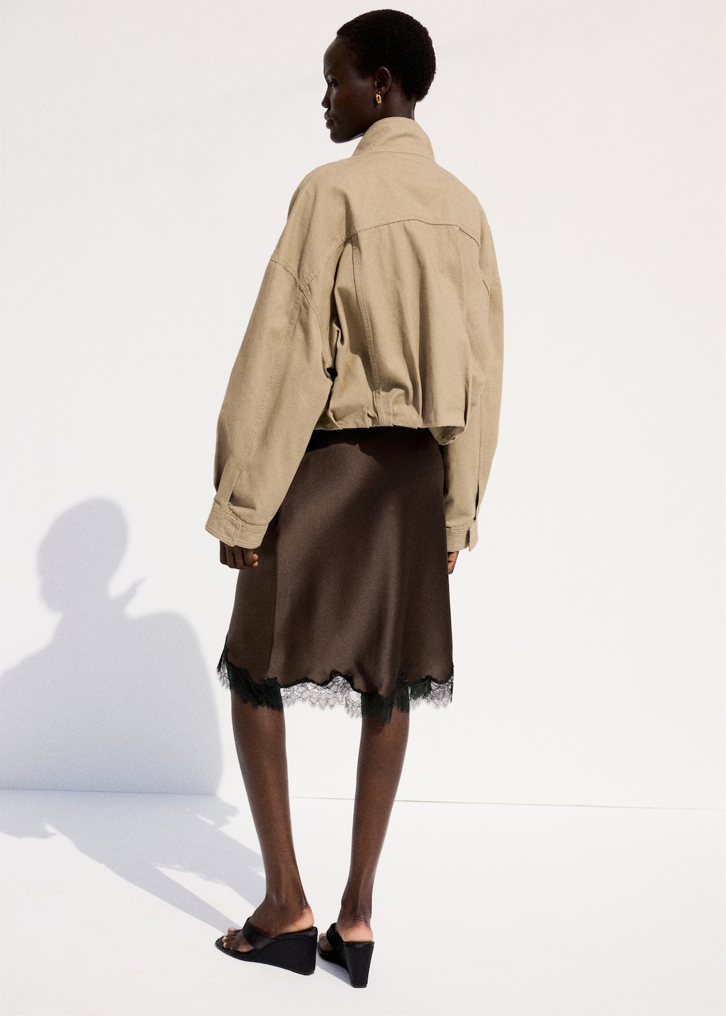 Mango Satin lace skirt
