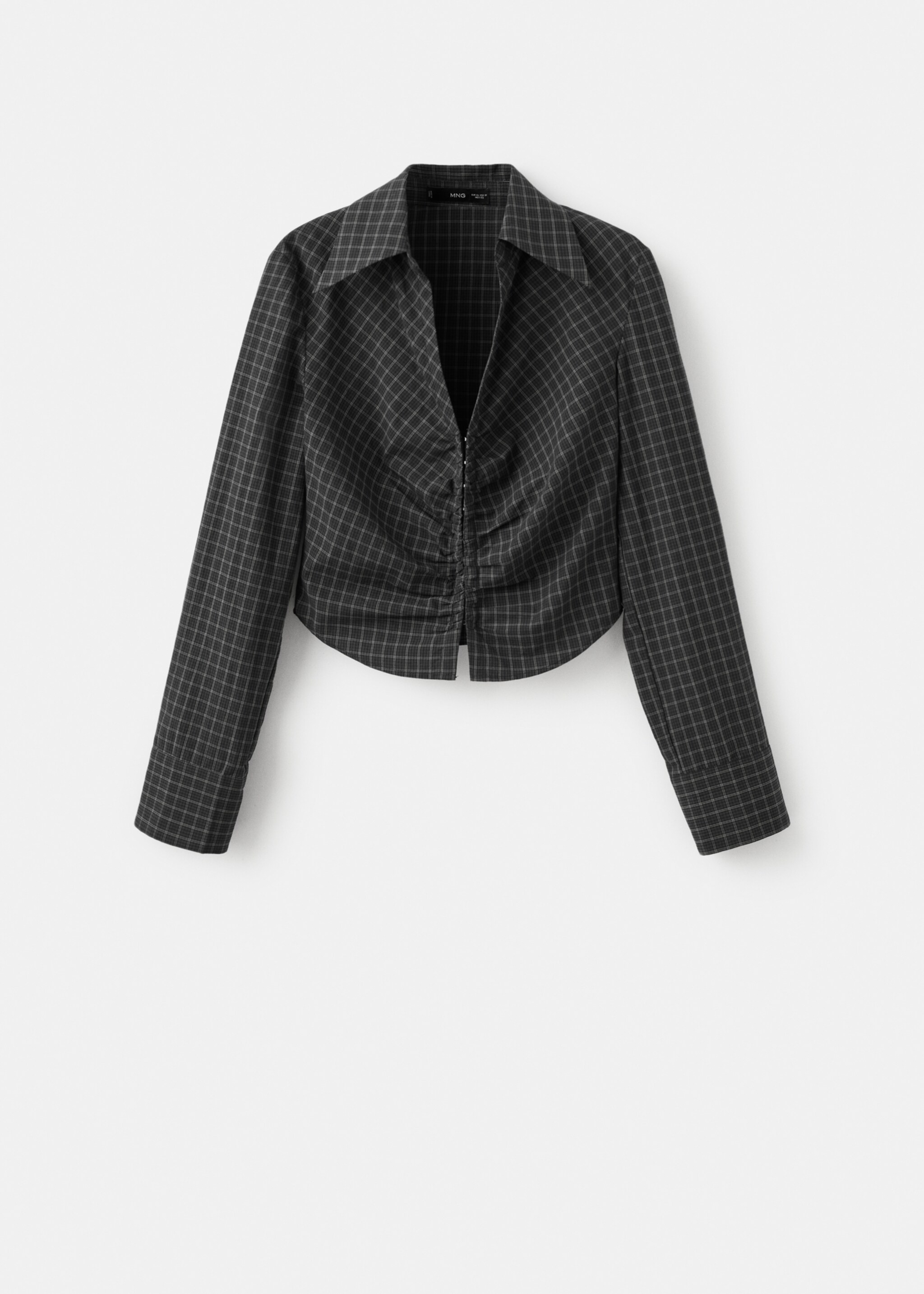 Gathered check blouse - Article without model, Grey. Ref: 27081337-00.