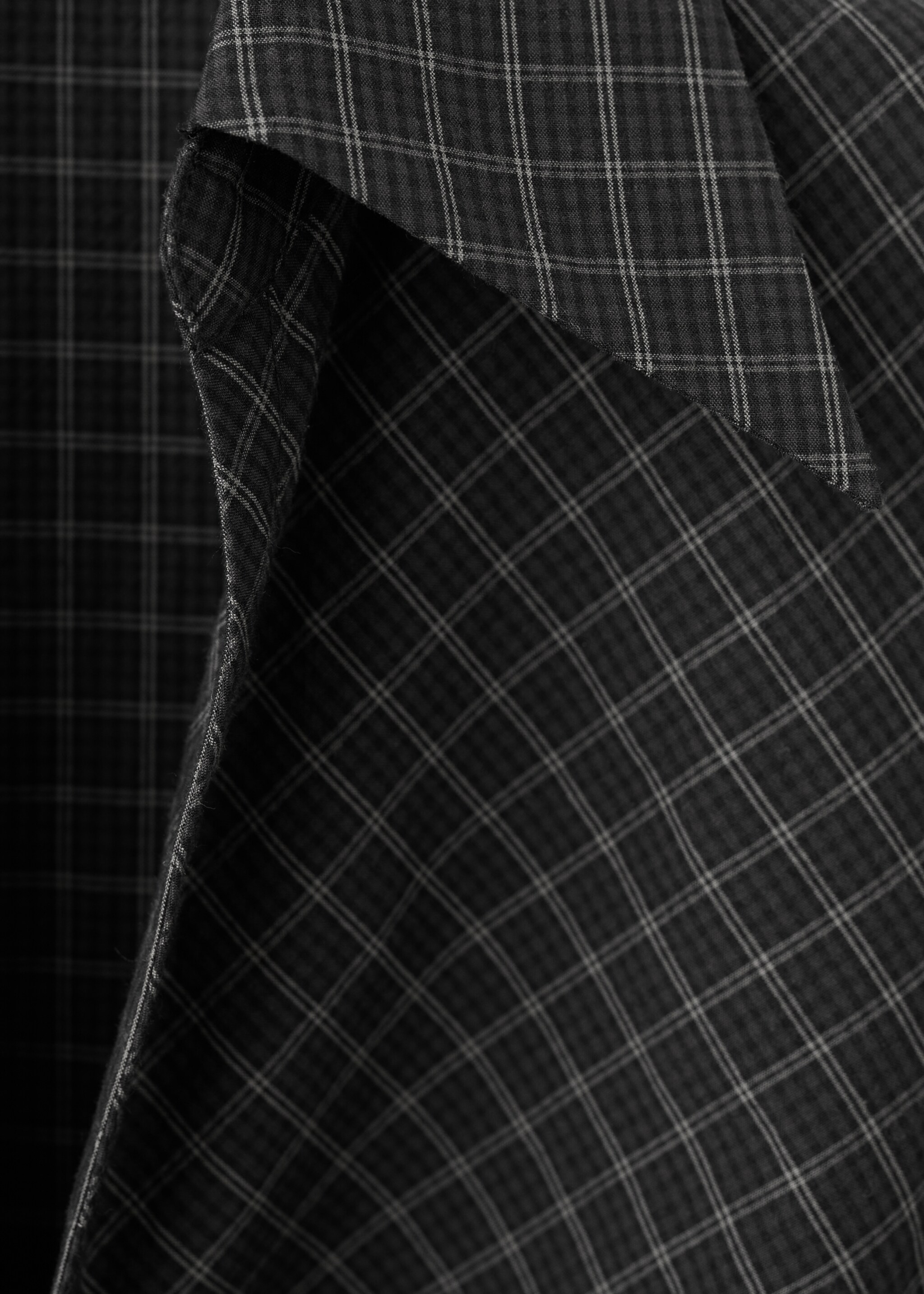 Gathered check blouse - Details of the article 8, Grey. Ref: 27081337-00.
