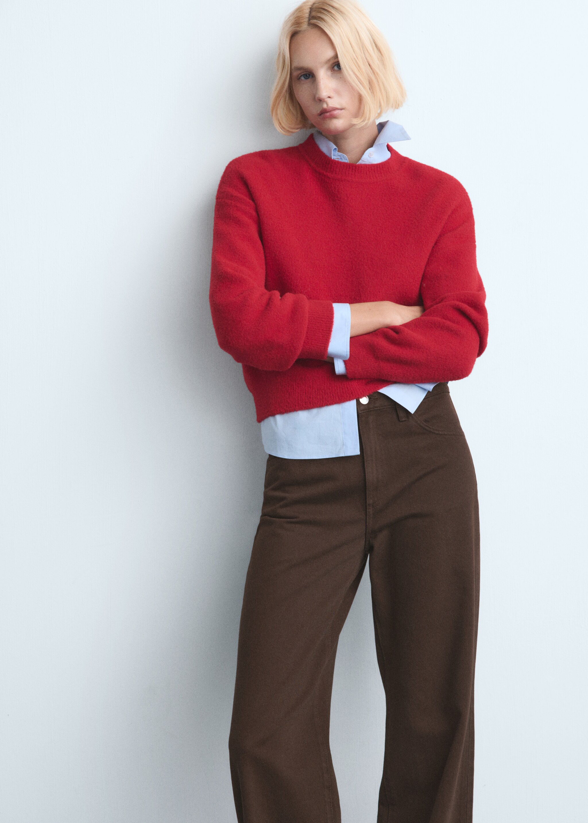 Danila high-waisted wide-leg jeans - Details of the article 2, Chocolate. Ref: 27081338-00.